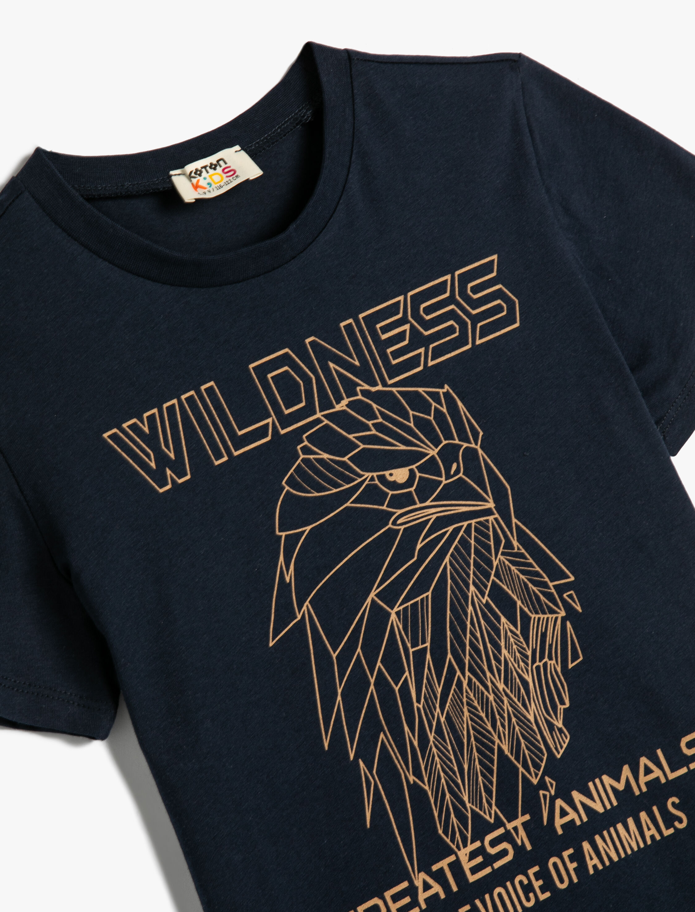  Erkek Çocuk Tişört Kartal Baskılı Bisiklet Yaka Kısa Kollu Pamuklu