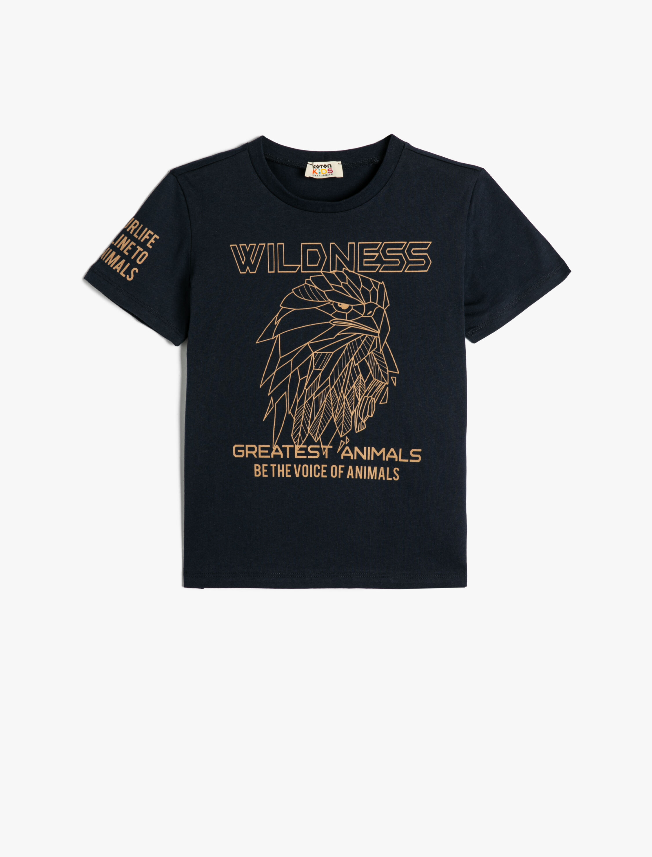  Erkek Çocuk Tişört Kartal Baskılı Bisiklet Yaka Kısa Kollu Pamuklu