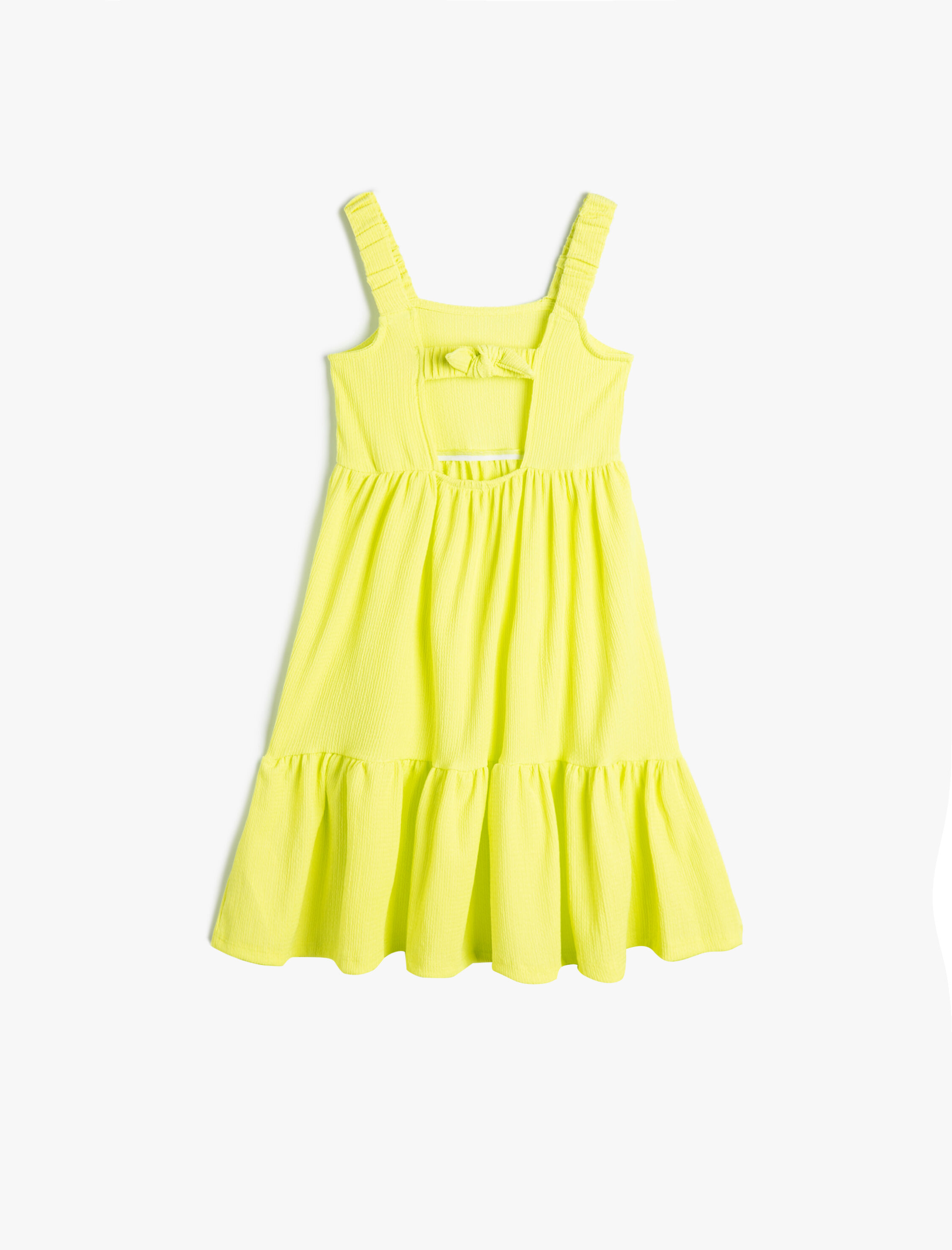  Kız Çocuk Elbise İnce Askılı Katlı Fırfır Detaylı