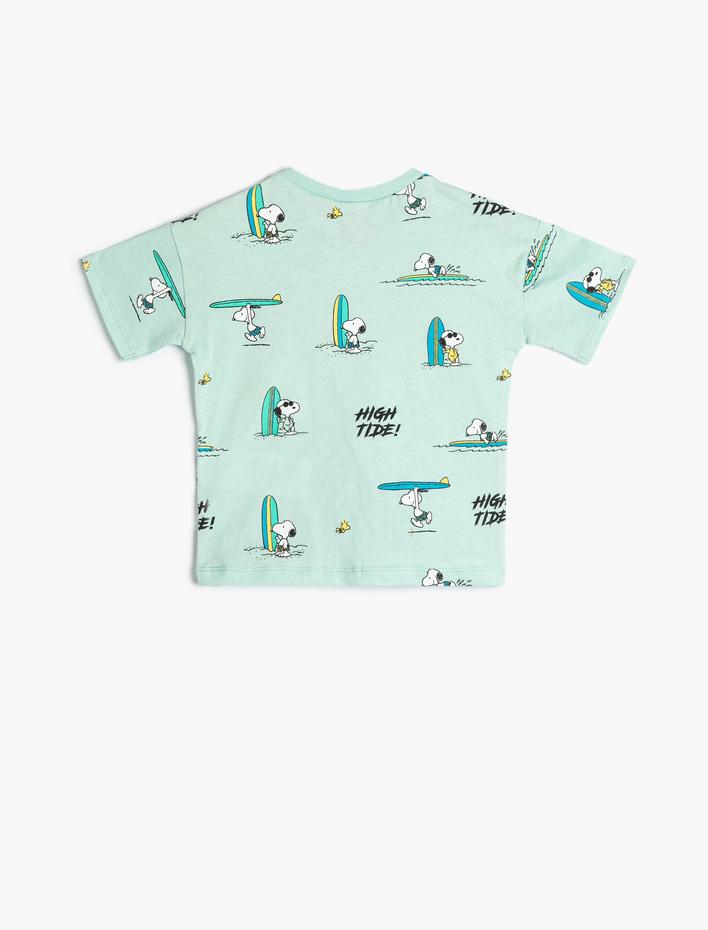 Erkek Bebek Snoopy Tişört Lisanslı Kısa Kollu Bisiklet Yaka Pamuklu