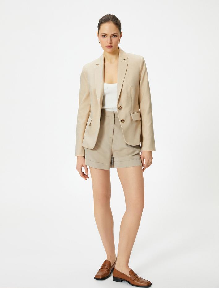  Blazer Ceket Düğmeli Kapaklı Cepli