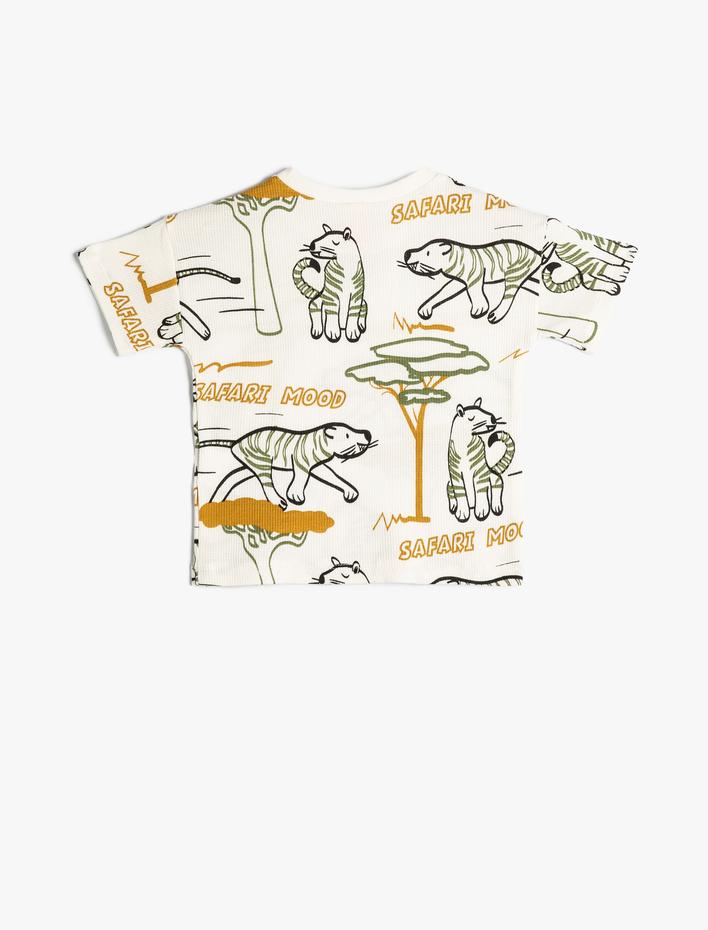 Erkek Bebek Tişört Safari Temalı Kısa Kollu Pamuklu