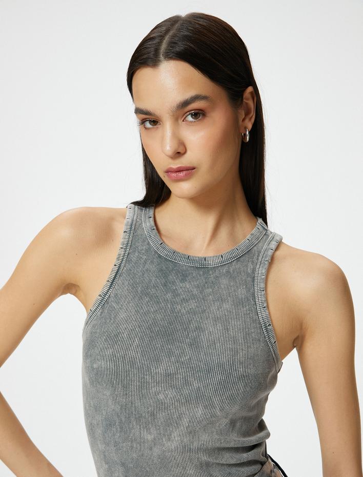  Fitilli Atlet Halter Yaka Basic Soluk Efektli