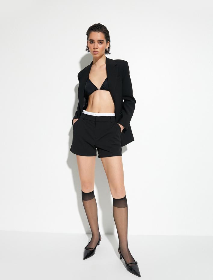  Mini Şort Normal Bel Cepli Bel Detaylı