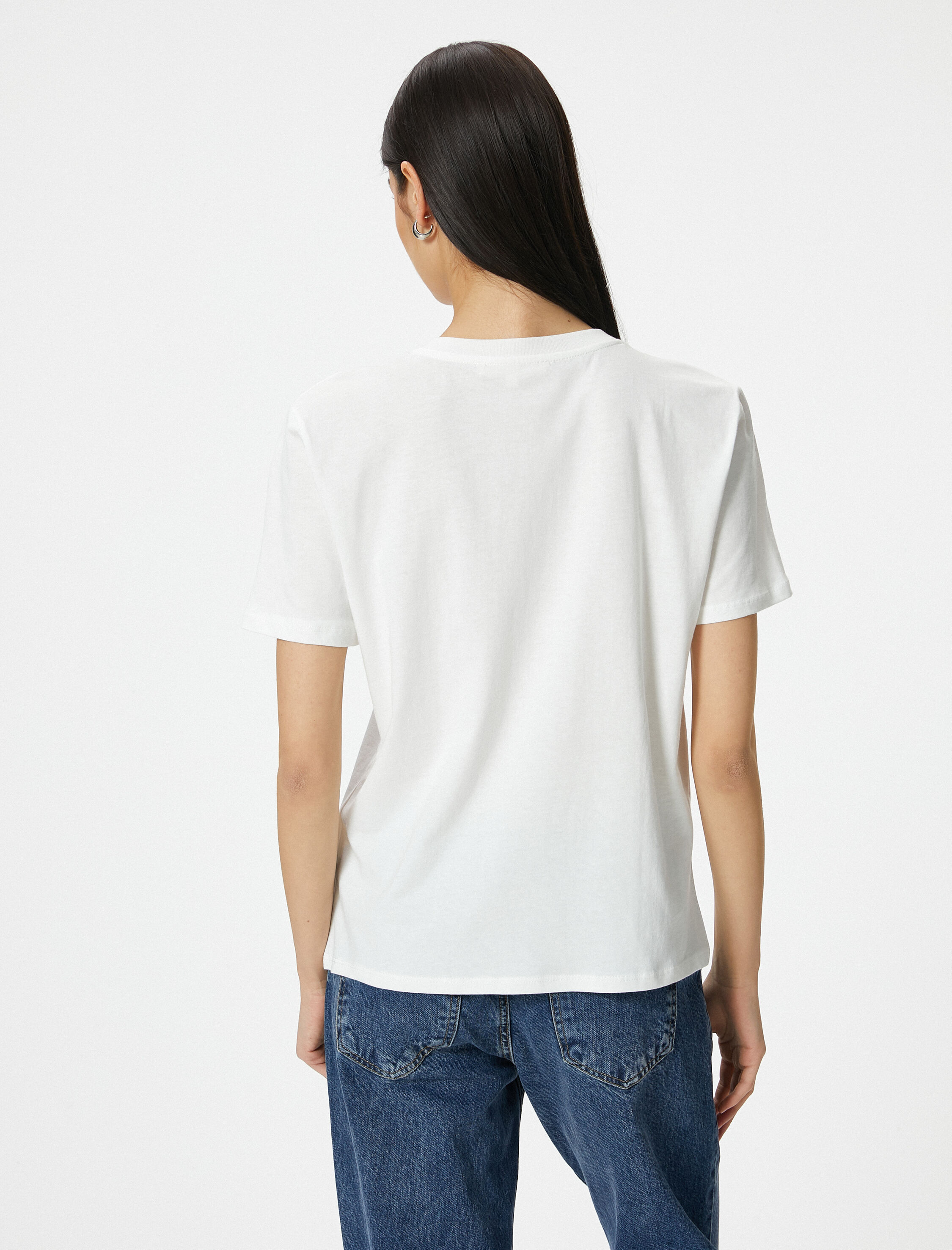   Leopar Baskılı Tişört Kısa Kollu Bisiklet Yaka Pamuklu