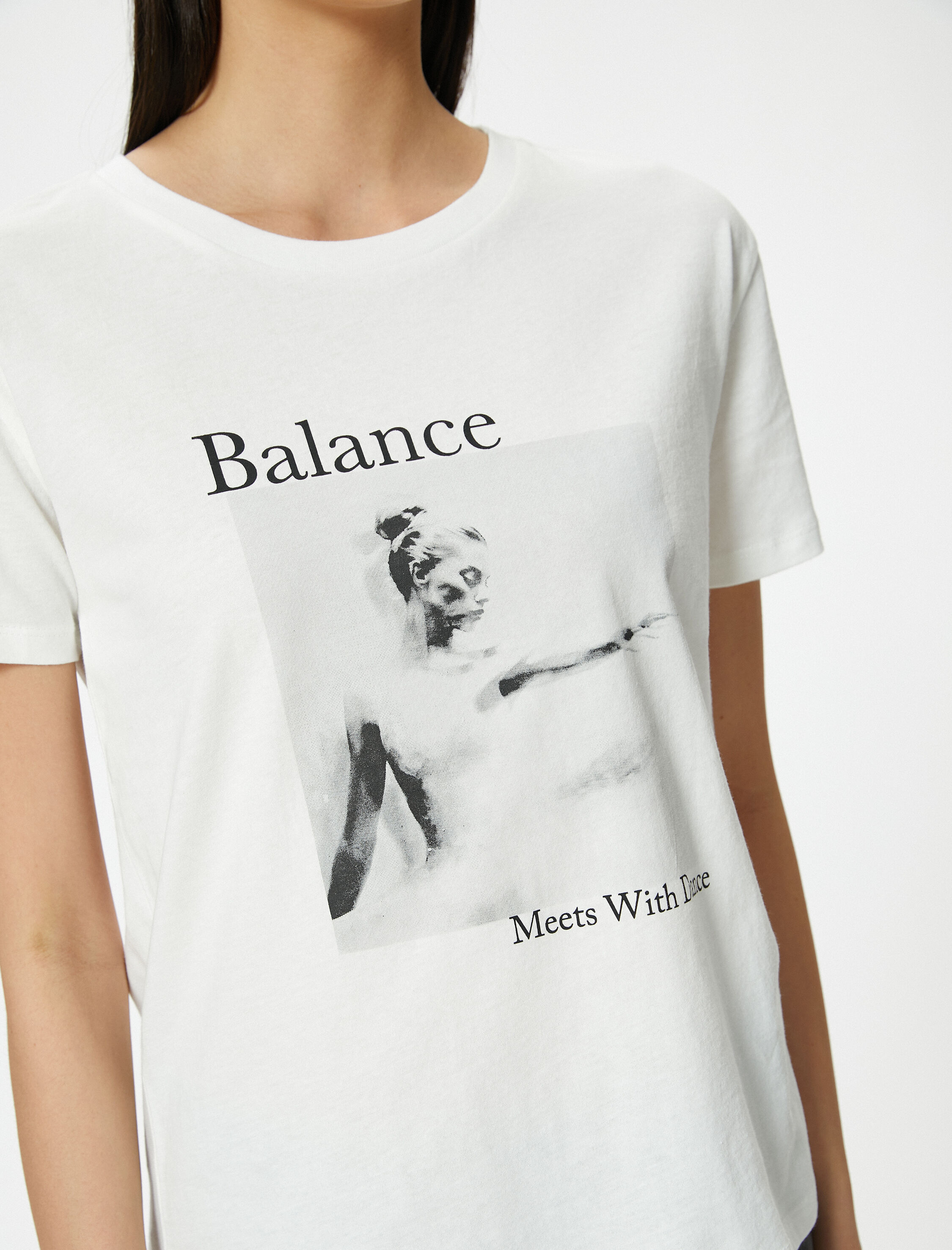   Baskılı Tişört Bisiklet Yaka Kısa Kollu Pamuklu