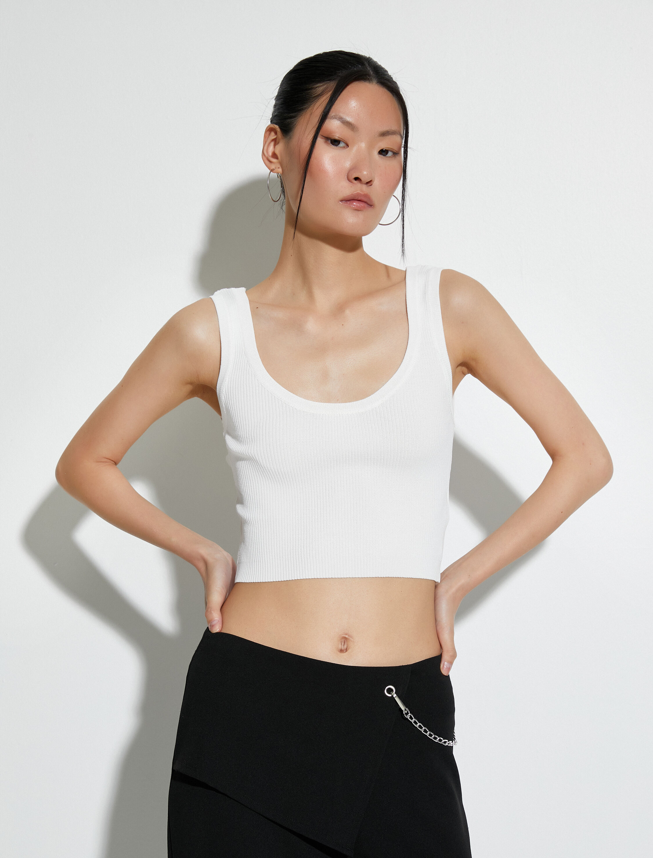   Crop Atlet Kalın Askılı U Yaka Fitilli