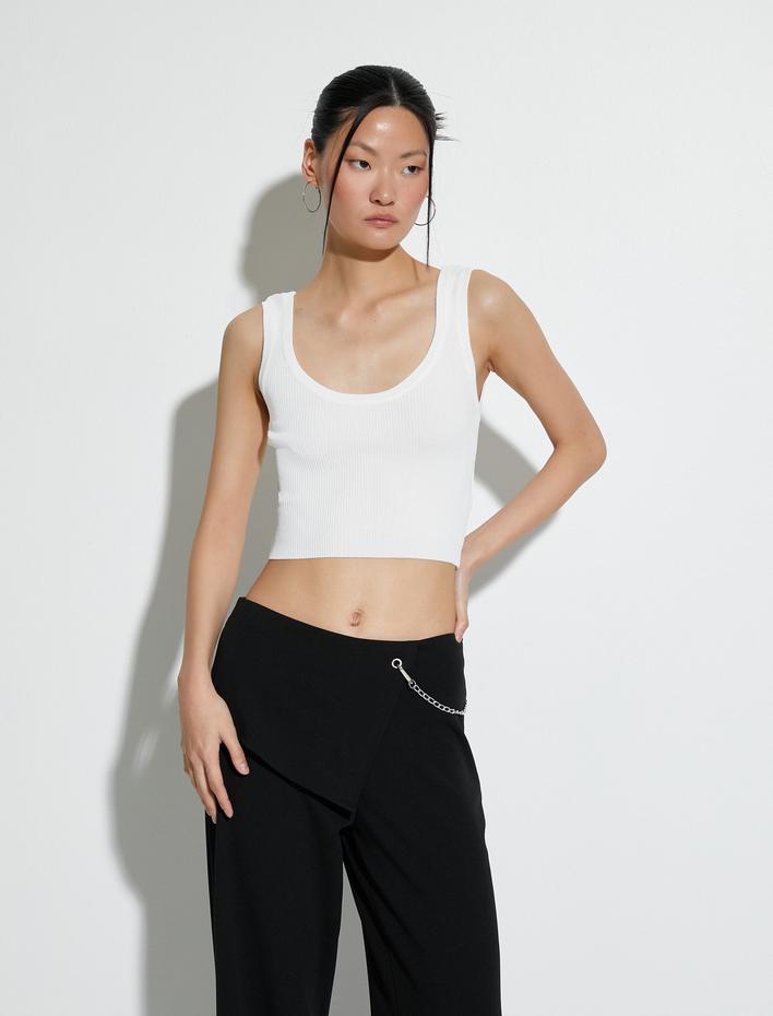  Crop Atlet Kalın Askılı U Yaka Fitilli