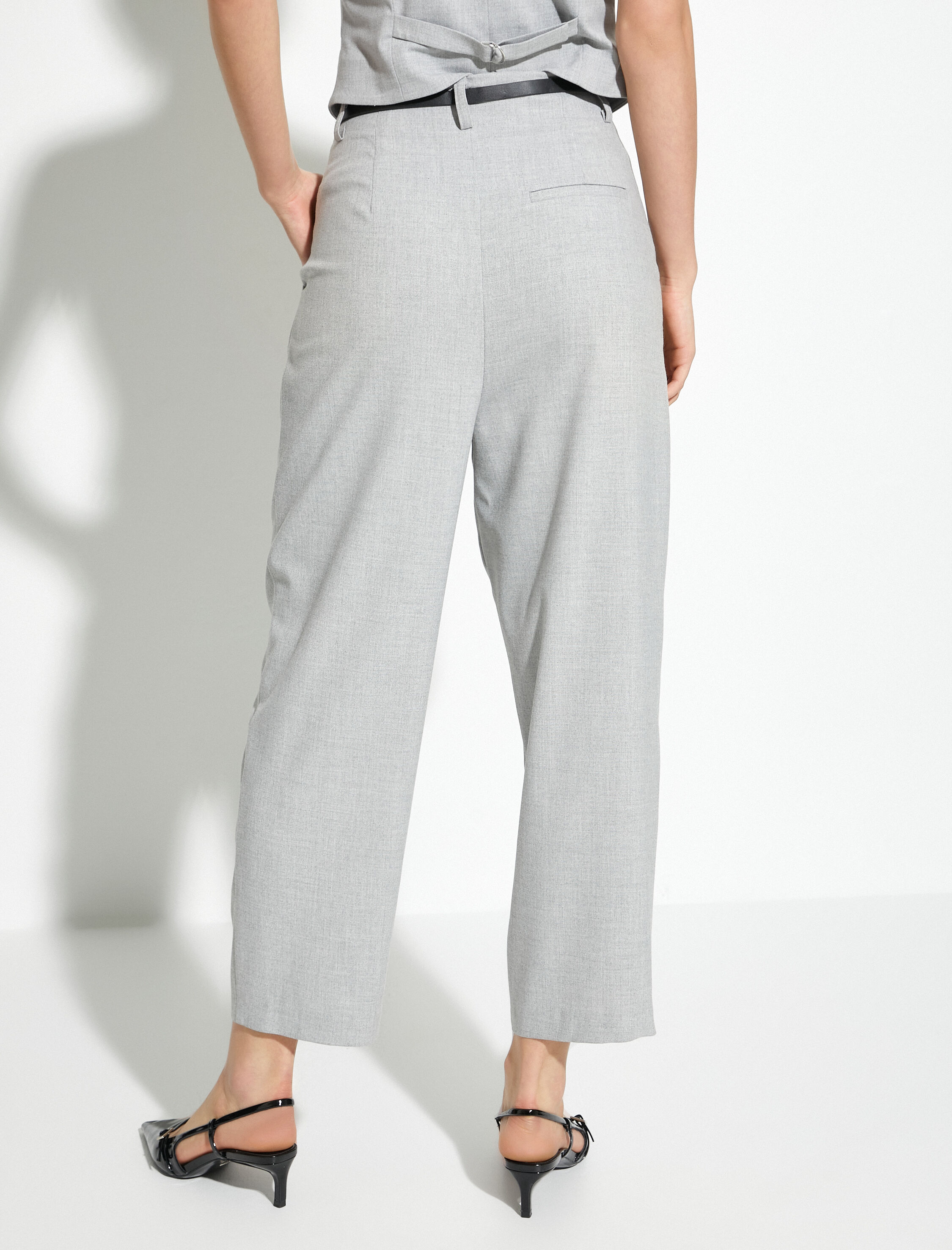   Culotte Pantolon Kemerli Yüksek Bel Cep Detaylı Viskon Karışımlı