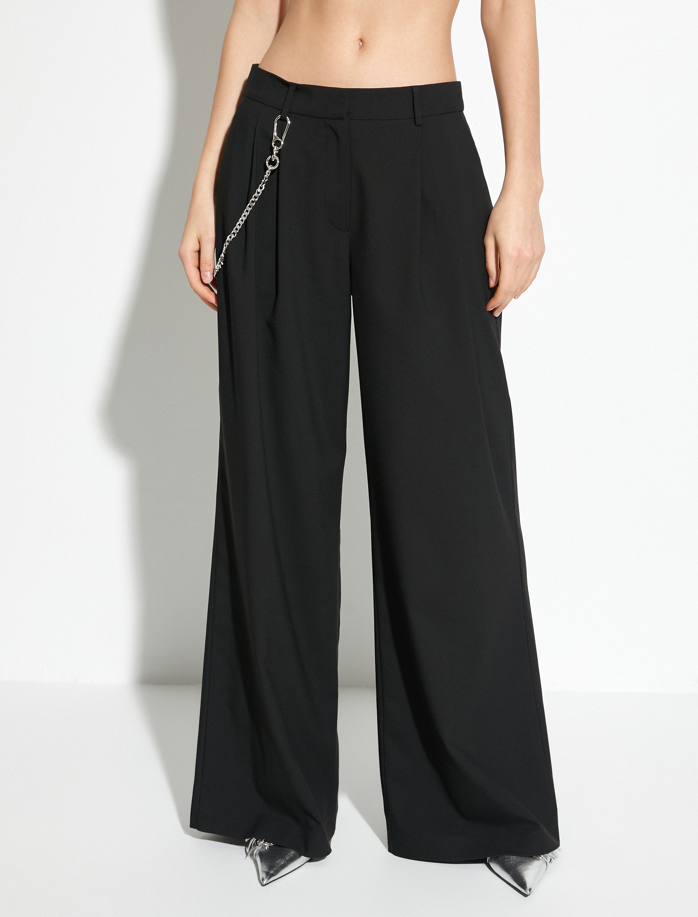   Palazzo Pantolon Bol Paça Normal Bel Zincir Detaylı