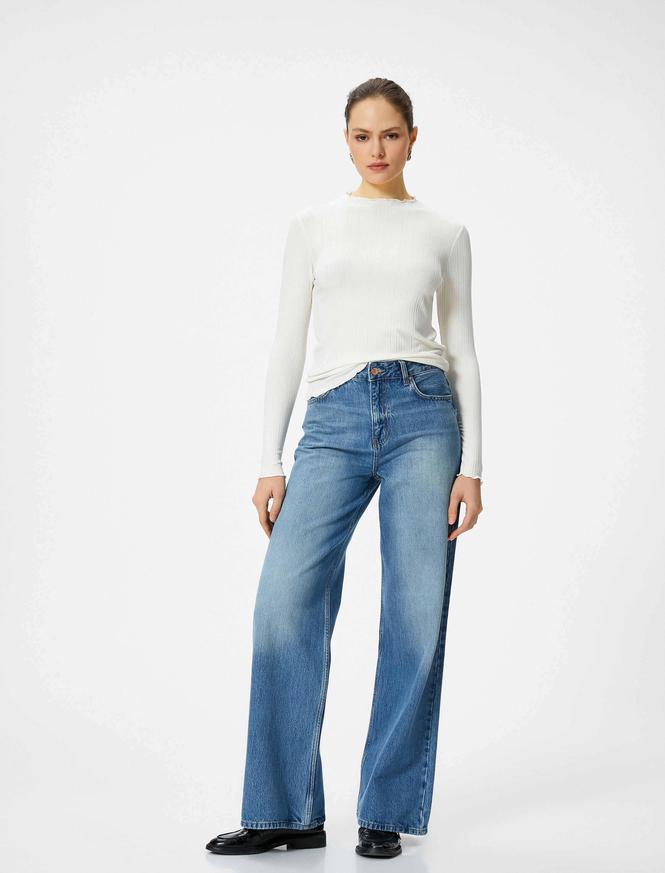   Uzun Kollu Tişört Dokulu Standart Kesim