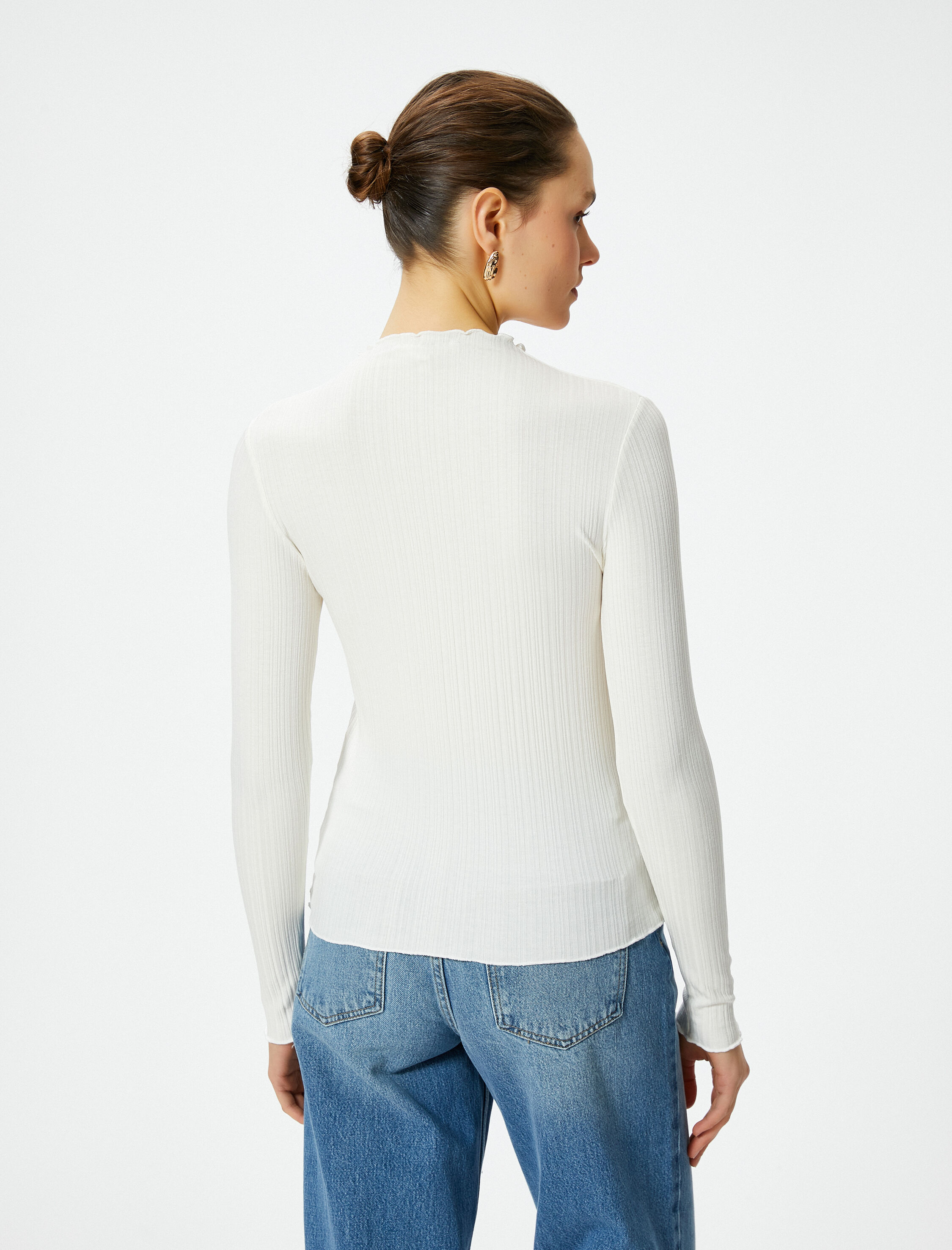   Uzun Kollu Tişört Dokulu Standart Kesim