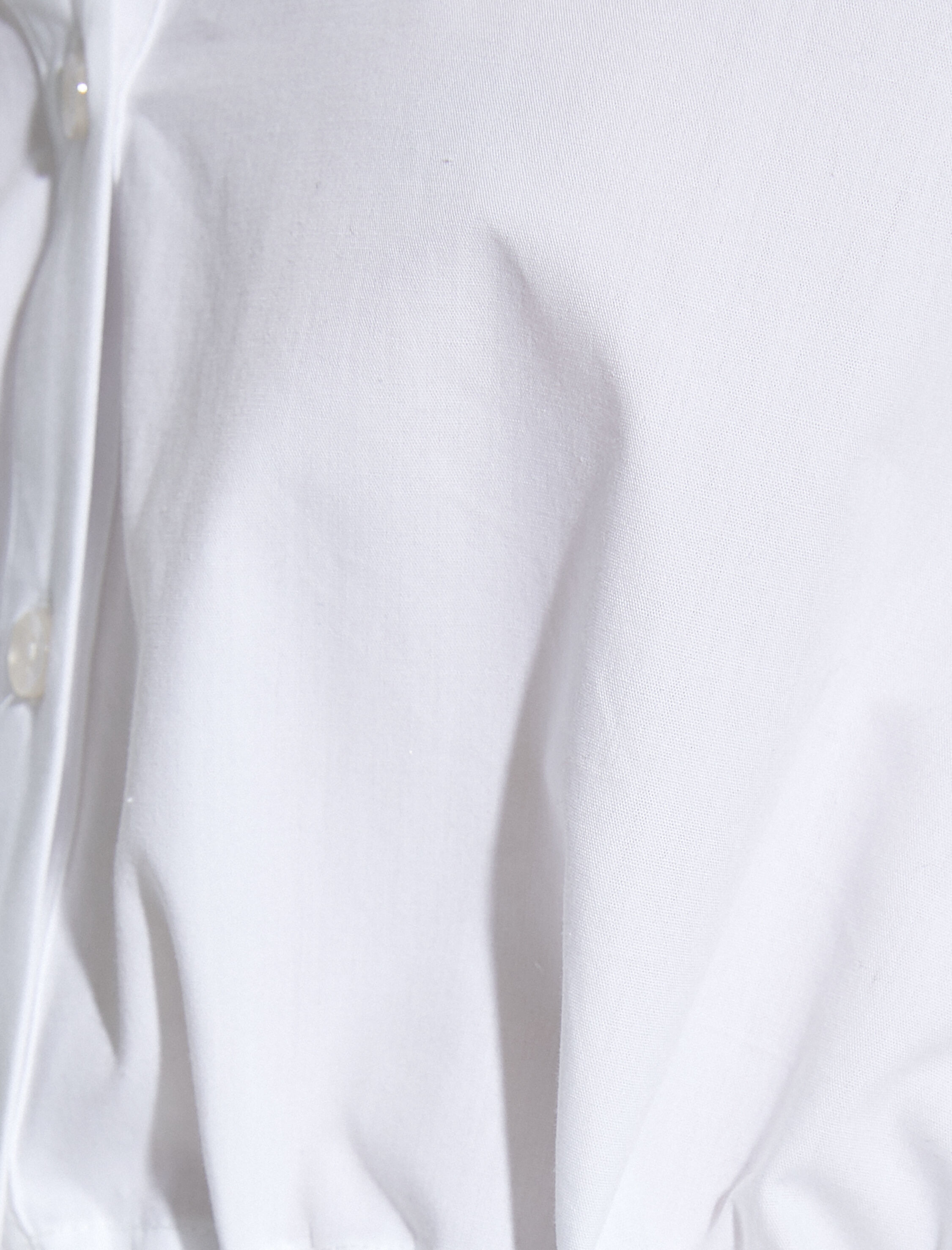   Crop Gömlek Beli Lastikli Uzun Kollu Düğmeli Manşet Yaka Pamuklu Poplin