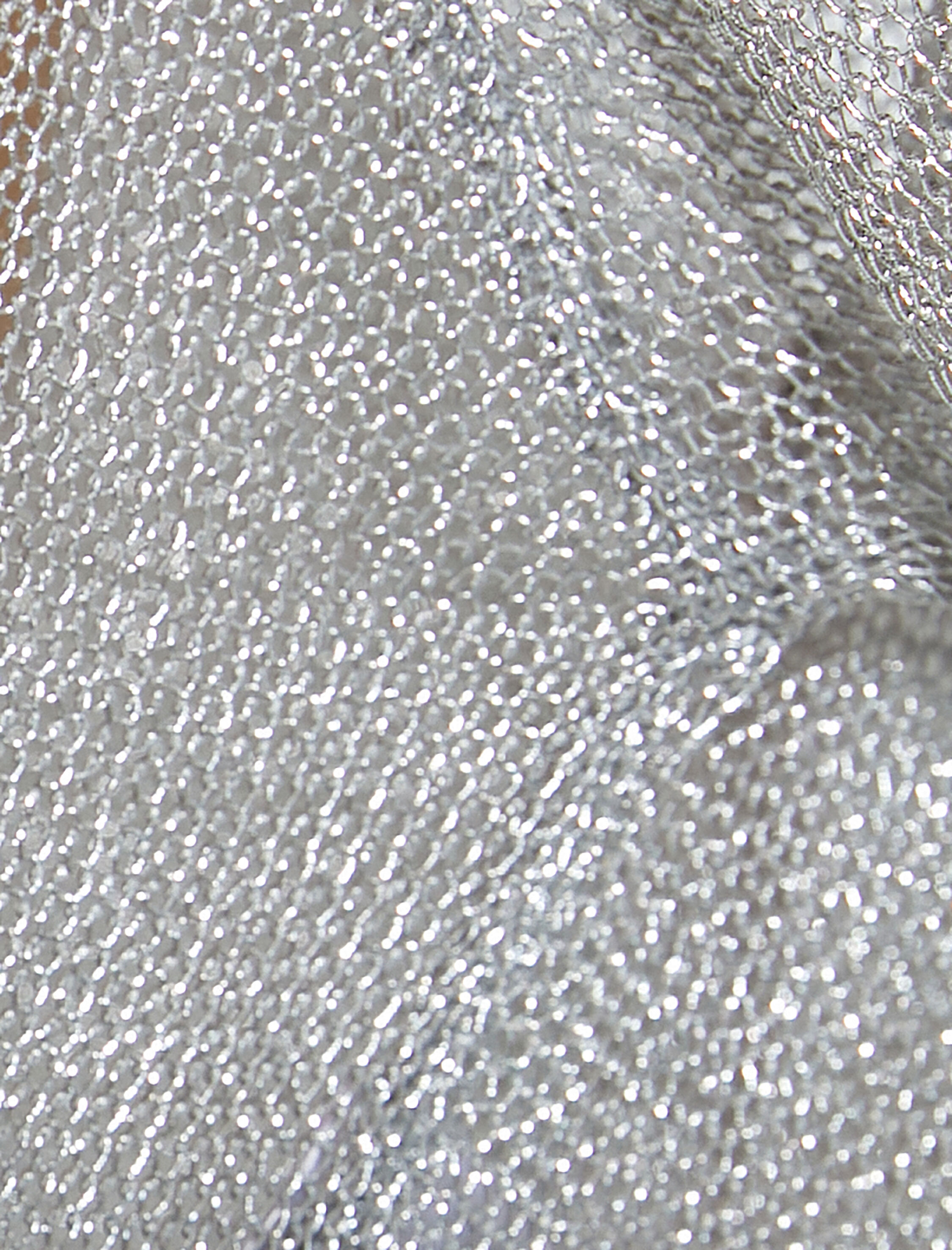   Crop Merserize Kazak Metalik Simli Kısa Kollu