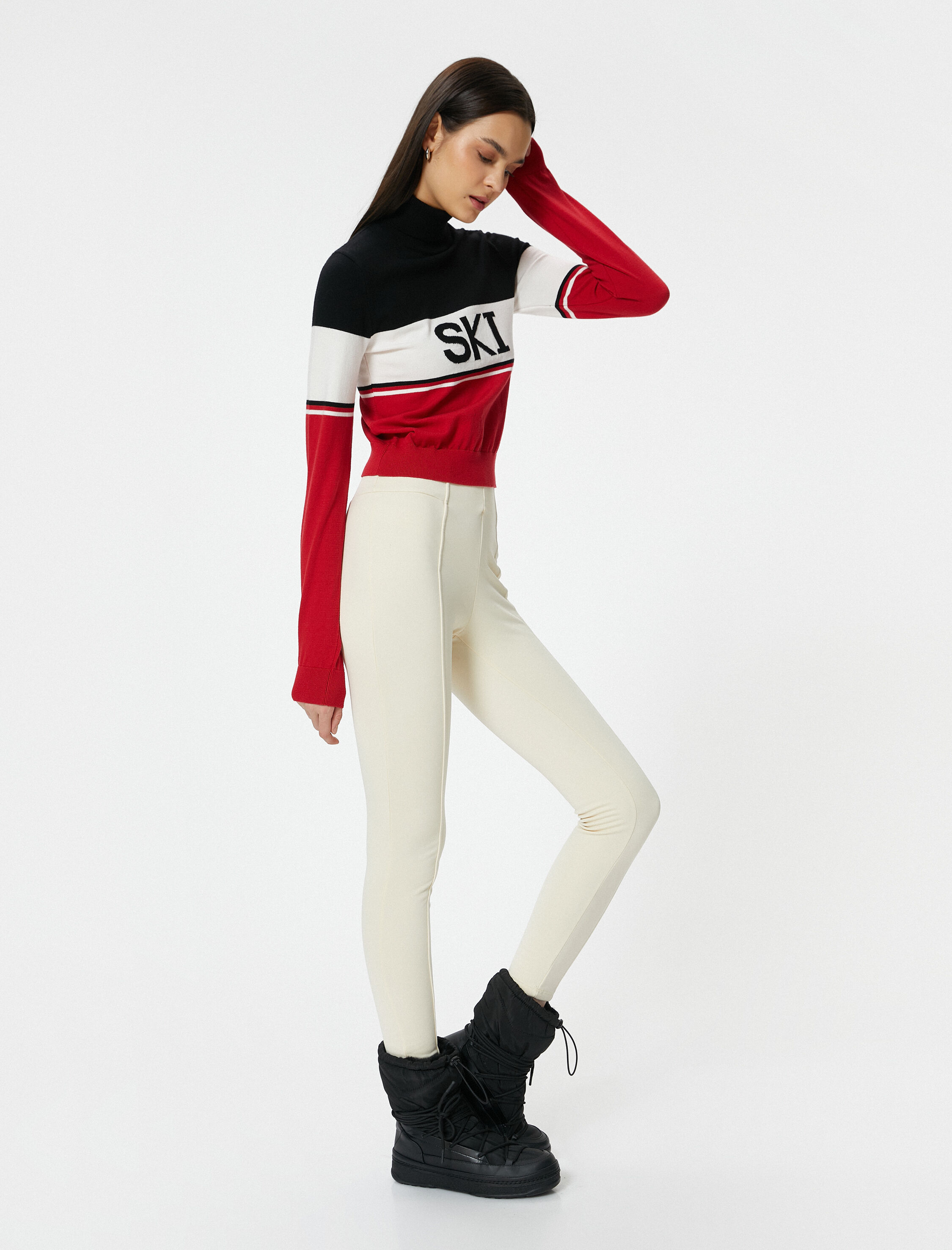   Kayak Taytı Dar Paça Yüksek Bel Nervürlü