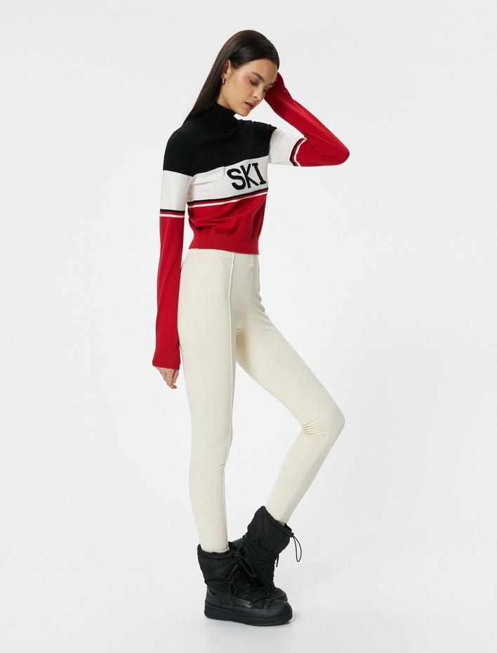  Kayak Taytı Dar Paça Yüksek Bel Nervürlü