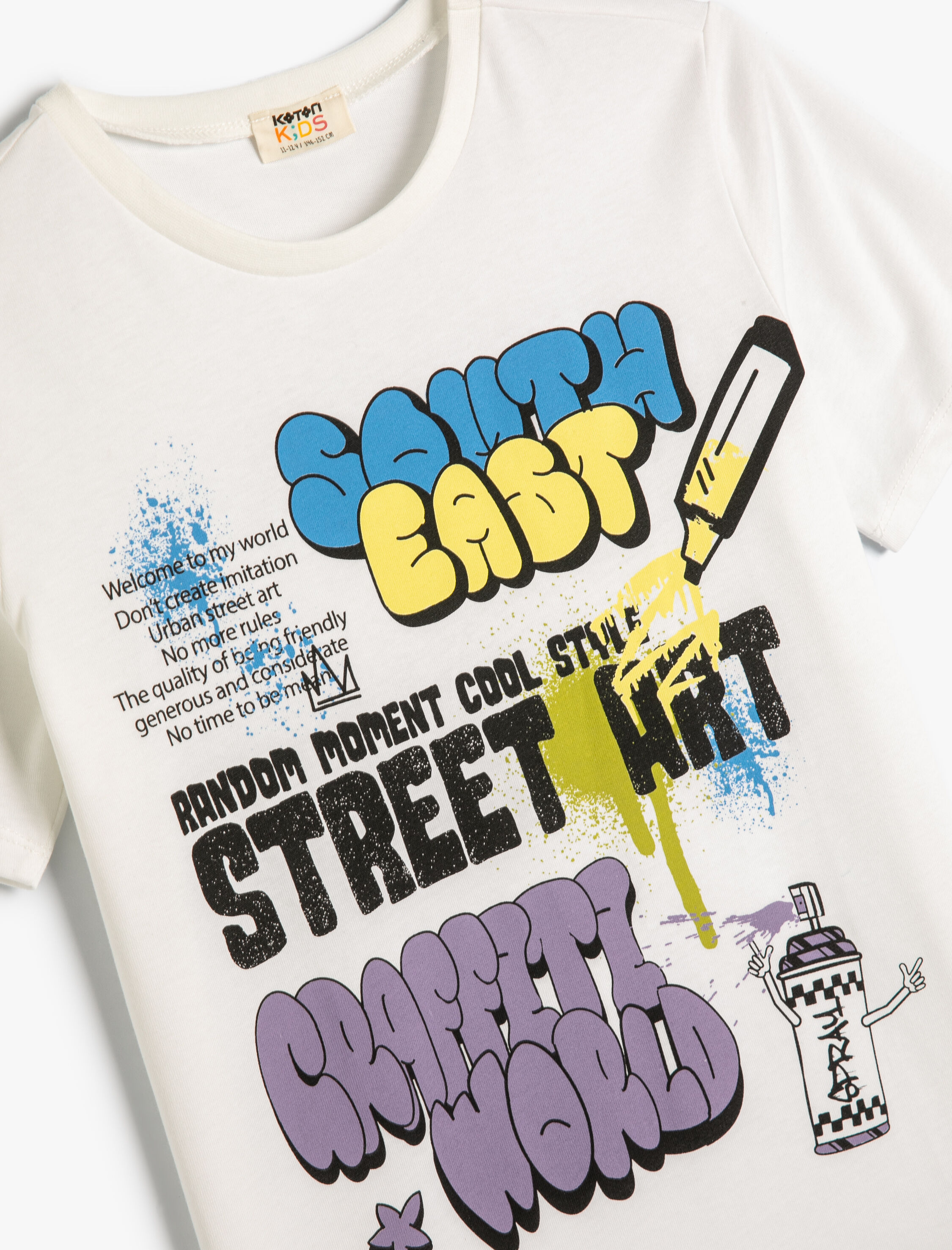  Erkek Çocuk Grafiti Baskılı Kısa Kollu Tişört Bisiklet Yaka