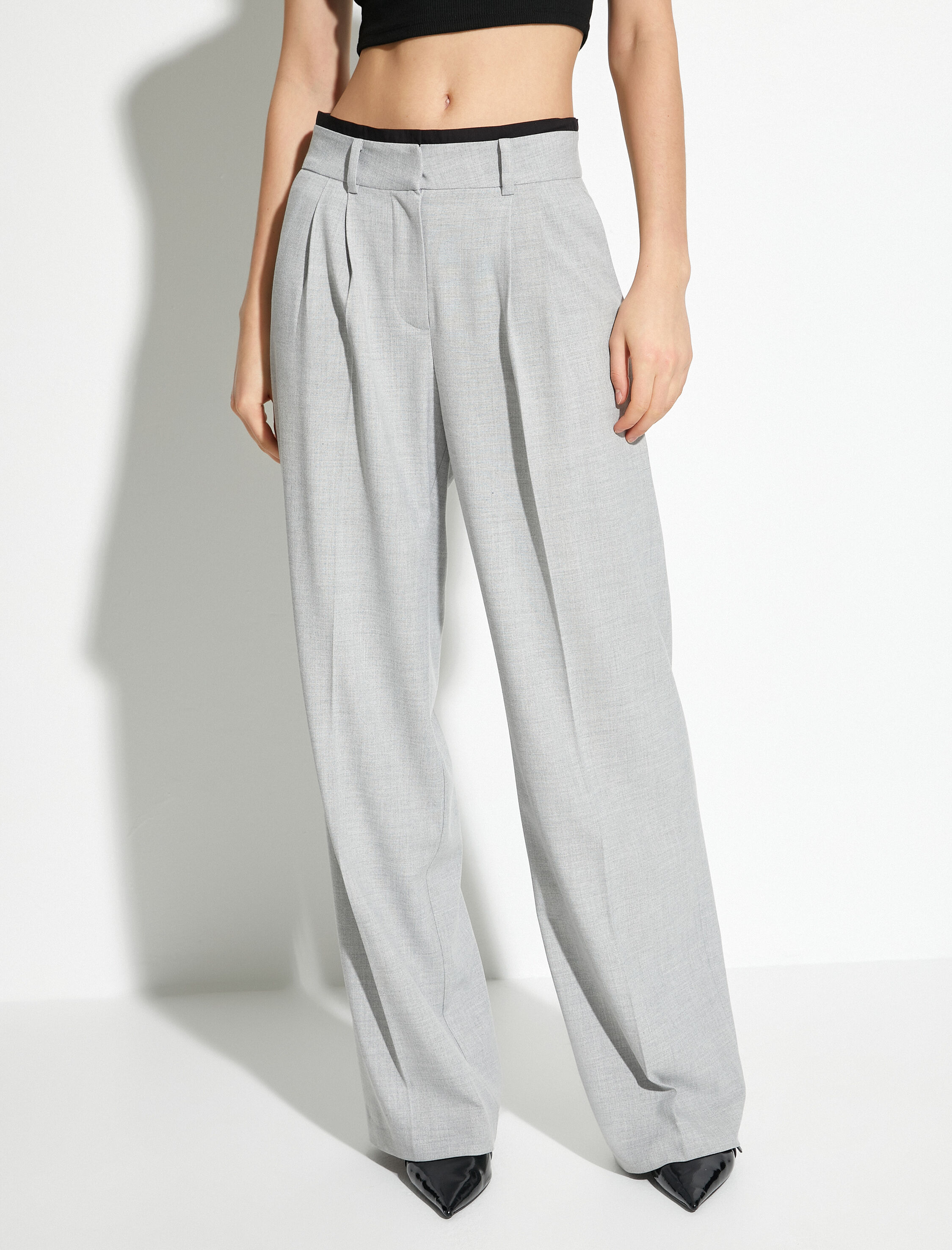   Palazzo Pantolon Bol Paça Normal Bel Viskon Karışımlı