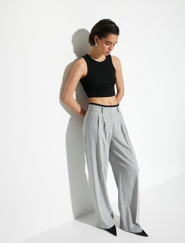  Palazzo Pantolon Bol Paça Normal Bel Viskon Karışımlı