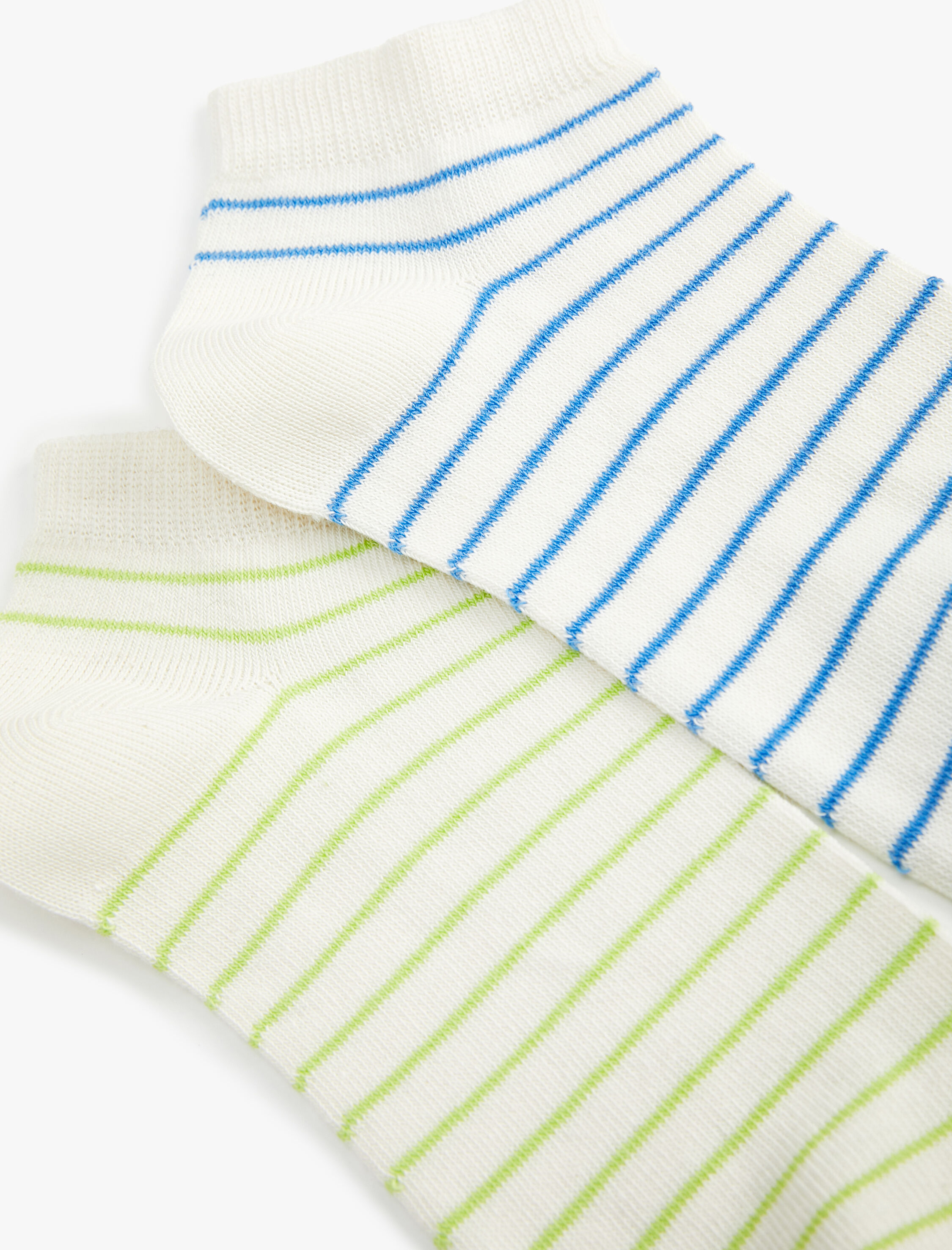  Kadın Çizgili 2'li Patik Çorap Seti Çok Renkli