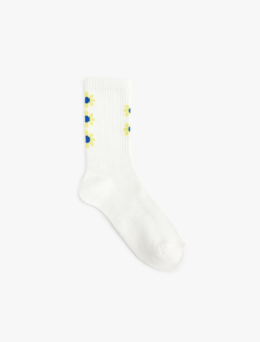 Kadın Çiçekli Soket Çorap Desenli