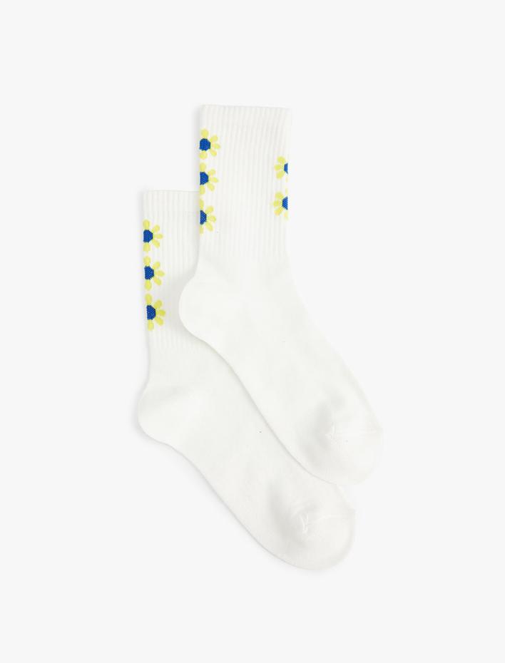 Kadın Çiçekli Soket Çorap Desenli