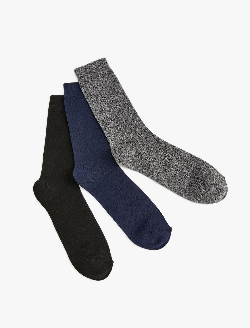  Erkek 3'lü Soket Çorap Seti Çok Renkli