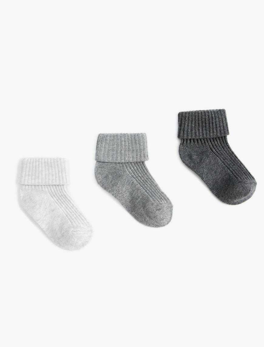  Erkek Bebek 3’lü Basic Çorap Seti Pamuklu
