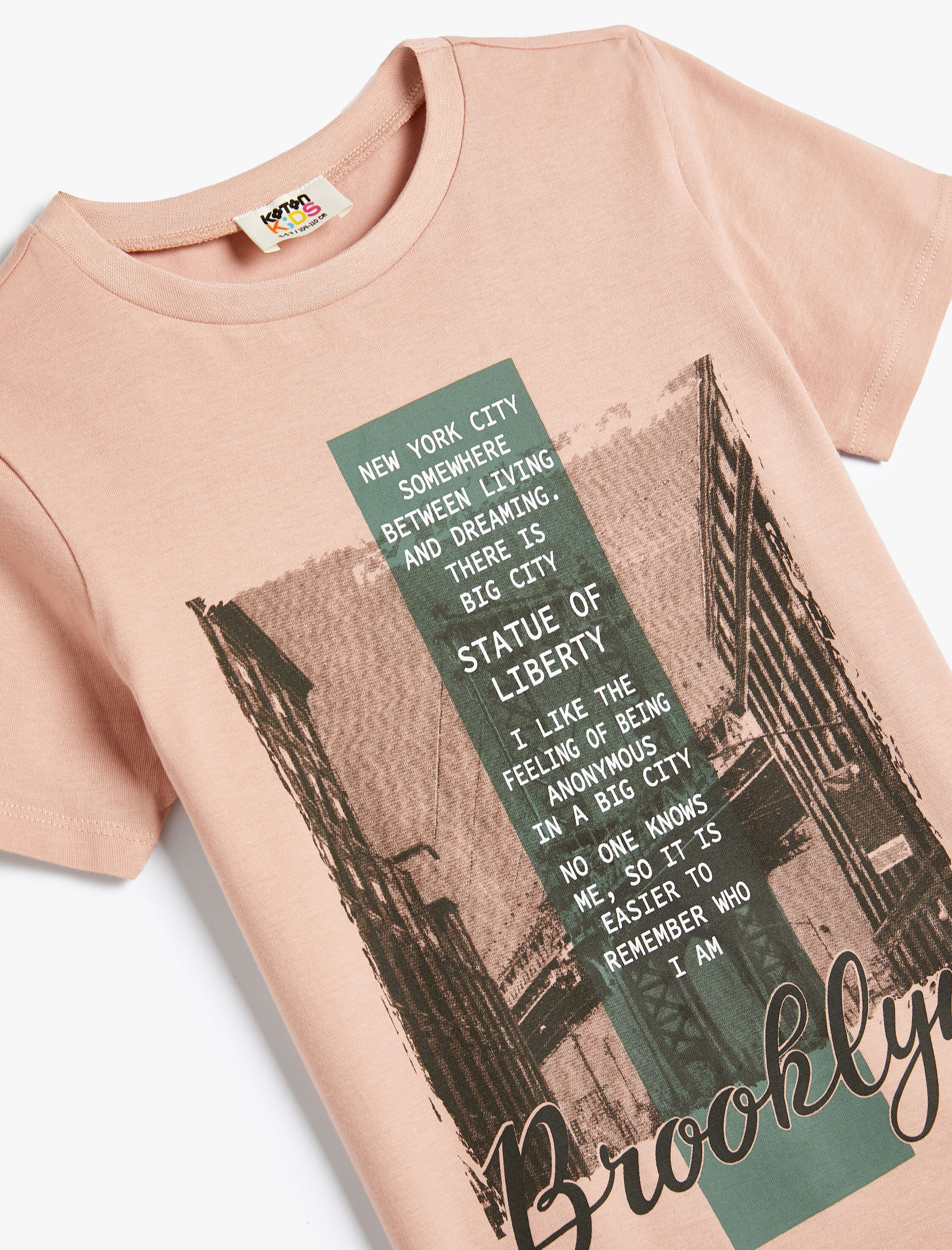  Erkek Çocuk Brooklyn Tişört Kısa Kollu Bisiklet Yaka Pamuklu