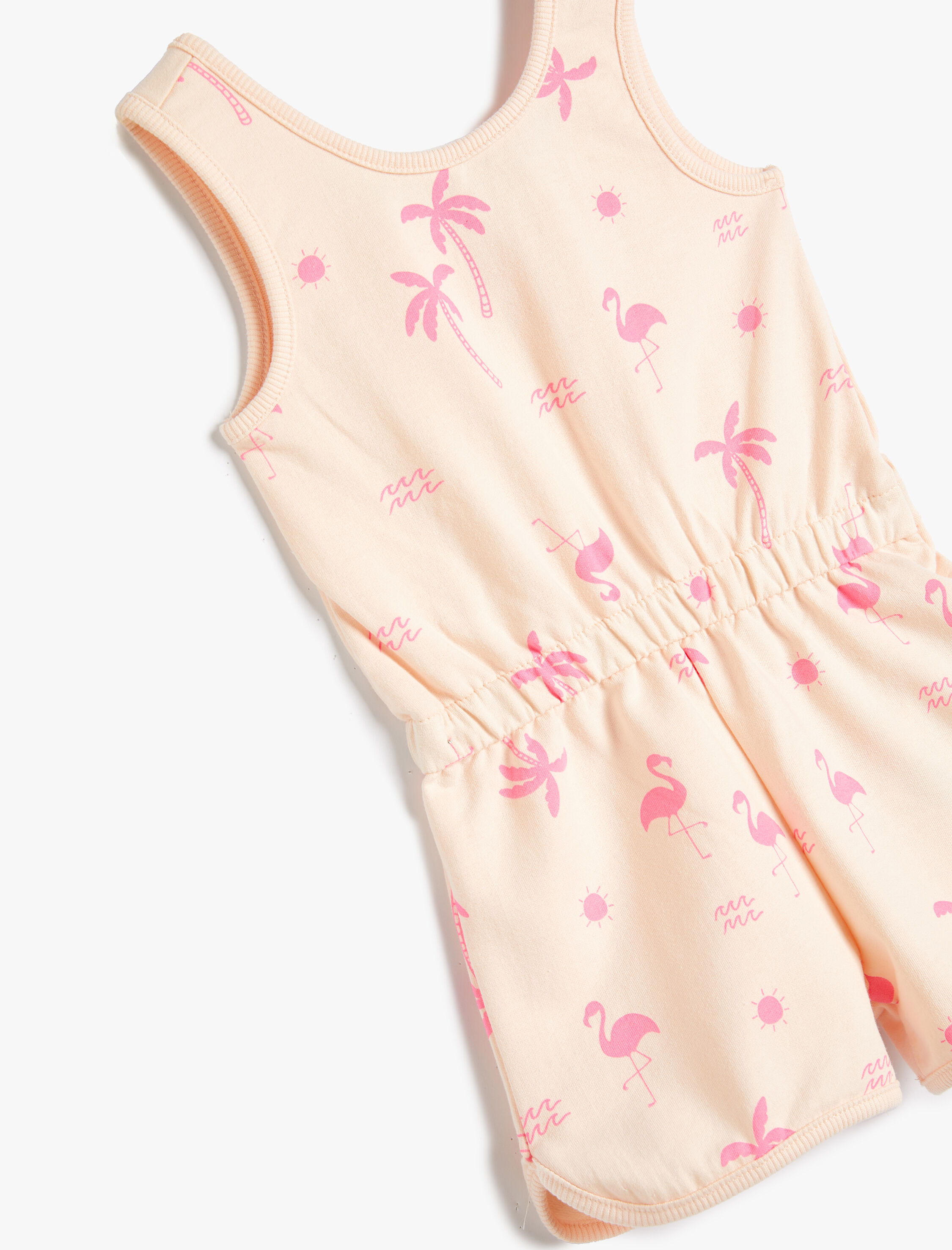  Kız Bebek Askılı Tulum Baskı Detaylı Pamuklu