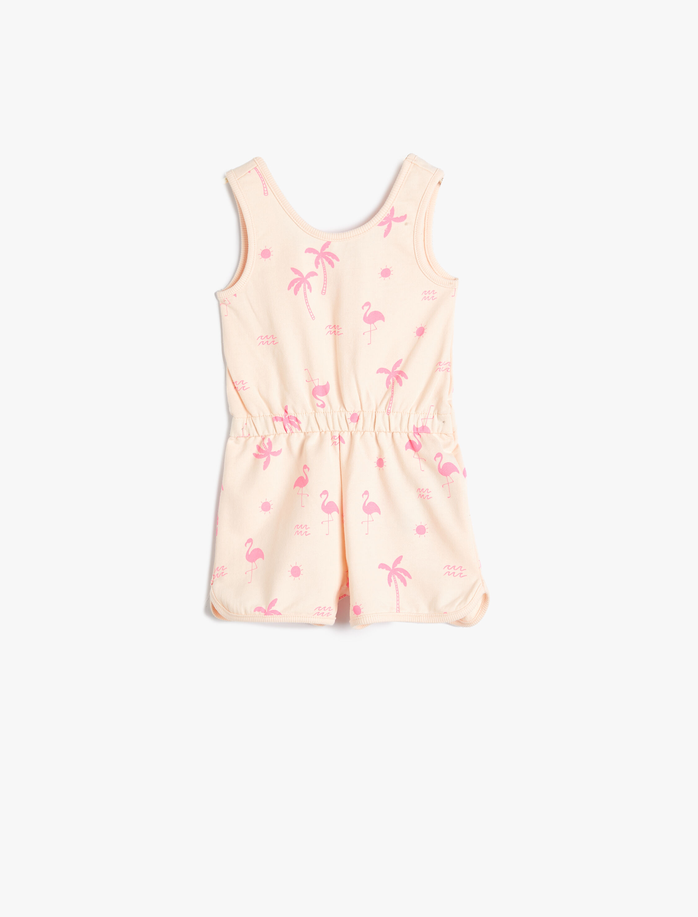  Kız Bebek Askılı Tulum Baskı Detaylı Pamuklu