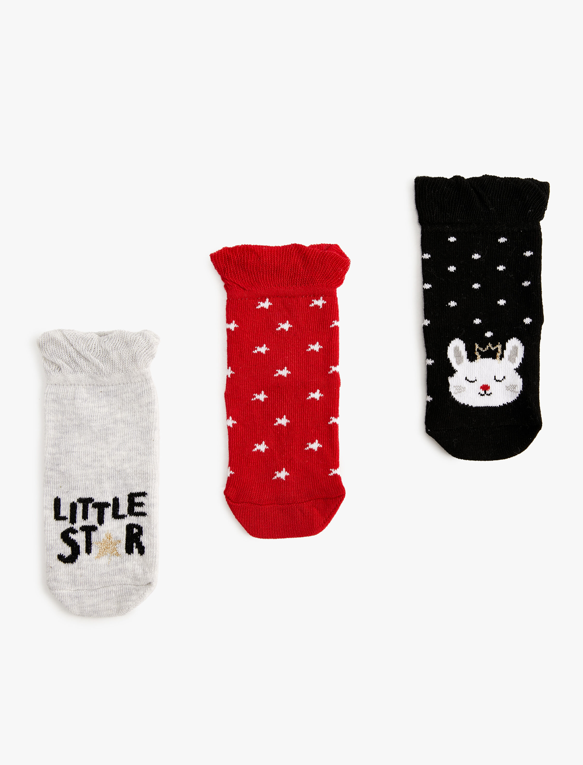  Kız Bebek 3’lü Çok Renkli Pamuklu Çorap Seti