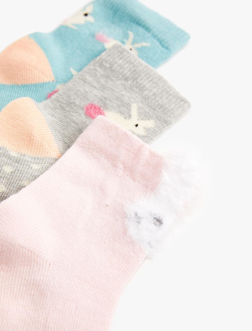  Kız Bebek 3’lü Çok Renkli Pamuklu Çorap Seti
