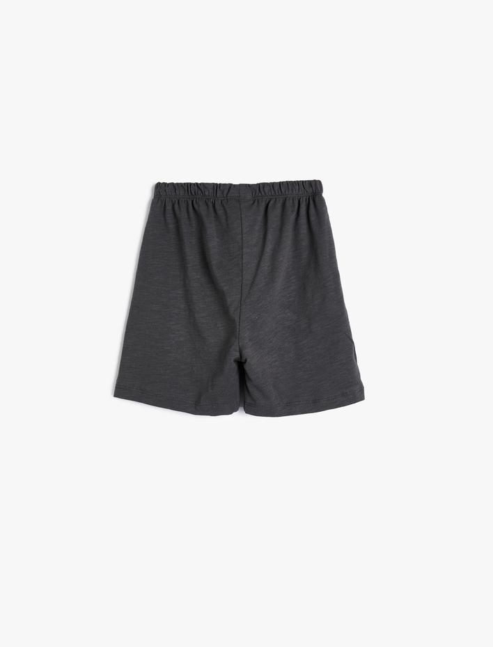 Erkek Bebek Şort Baskı Detaylı Beli Bağlamalı Pamuklu