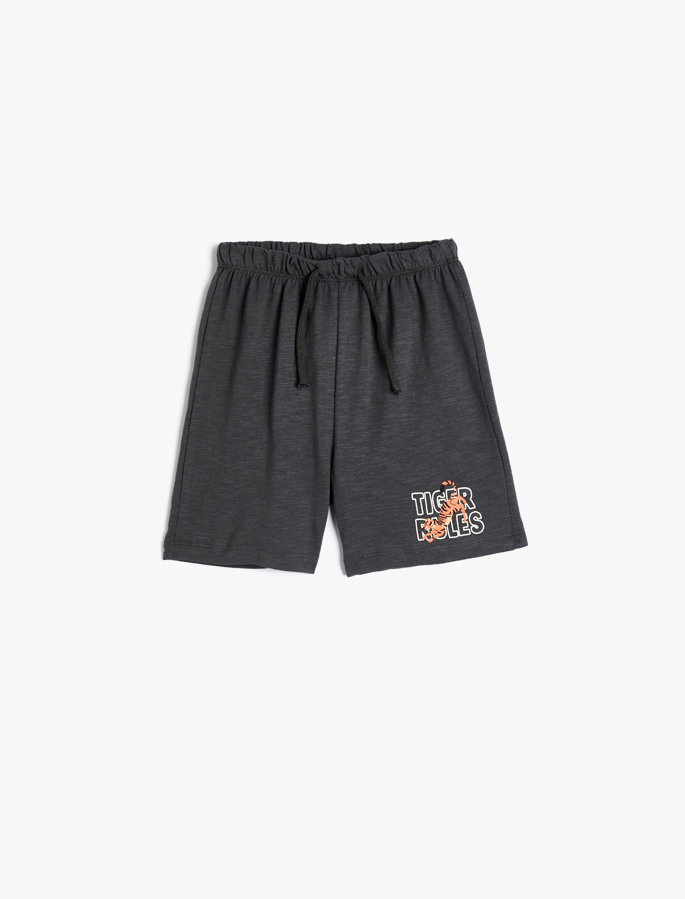  Erkek Bebek Şort Baskı Detaylı Beli Bağlamalı Pamuklu