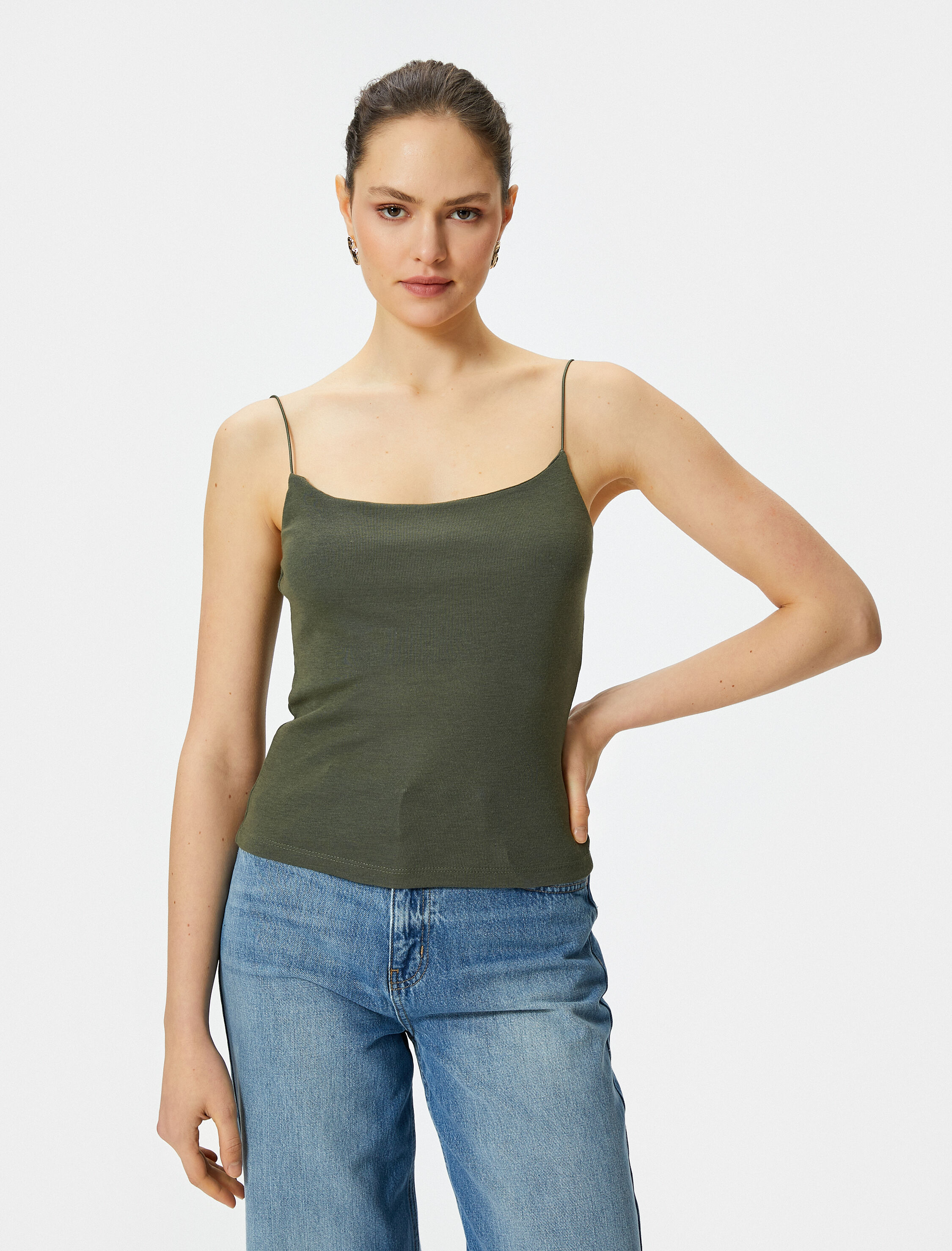   İnce Askılı Atlet Viskoz Kumaş Karışımlı