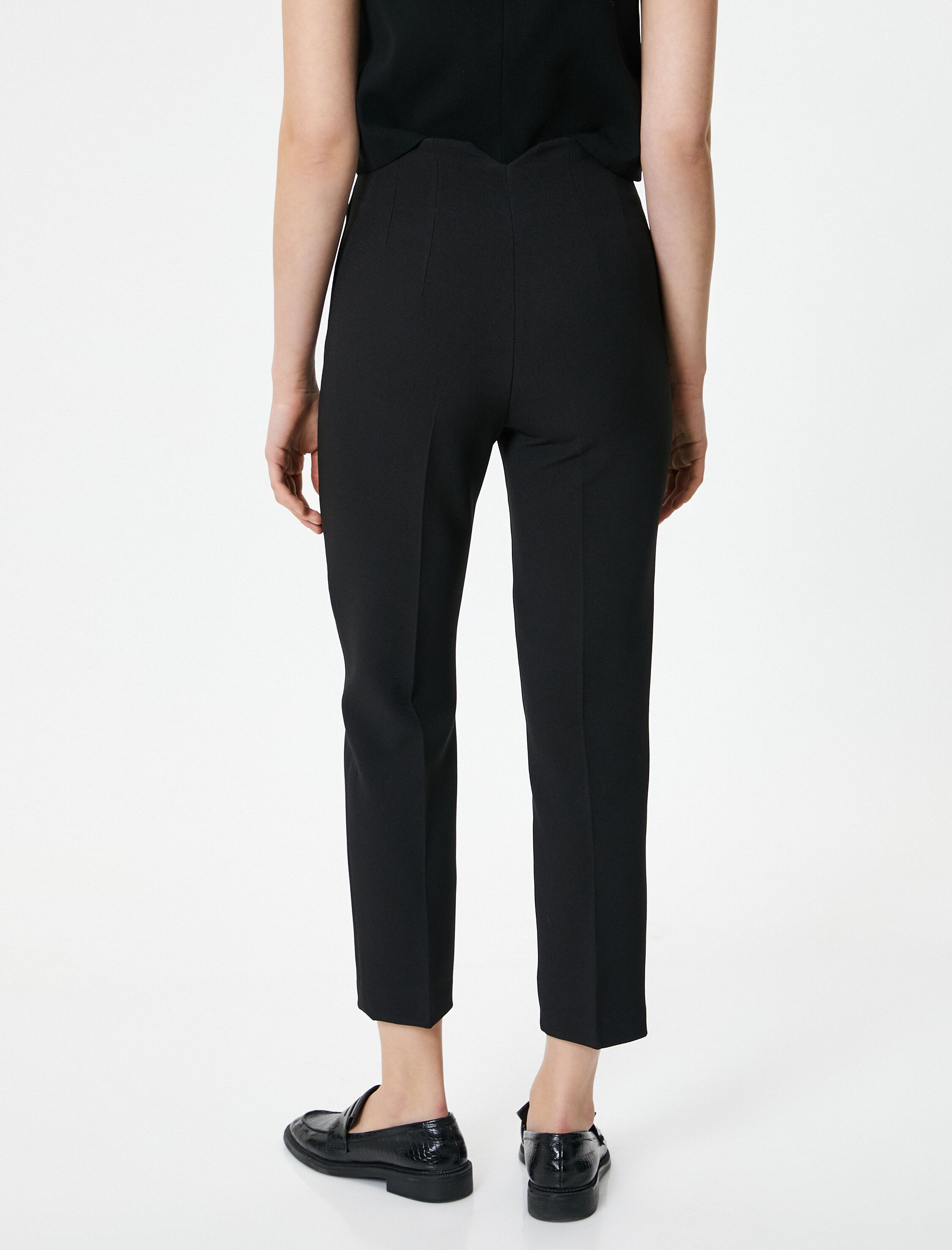   Kumaş Pantolon Yüksek Bel Dar Kesim Fleto Cepli