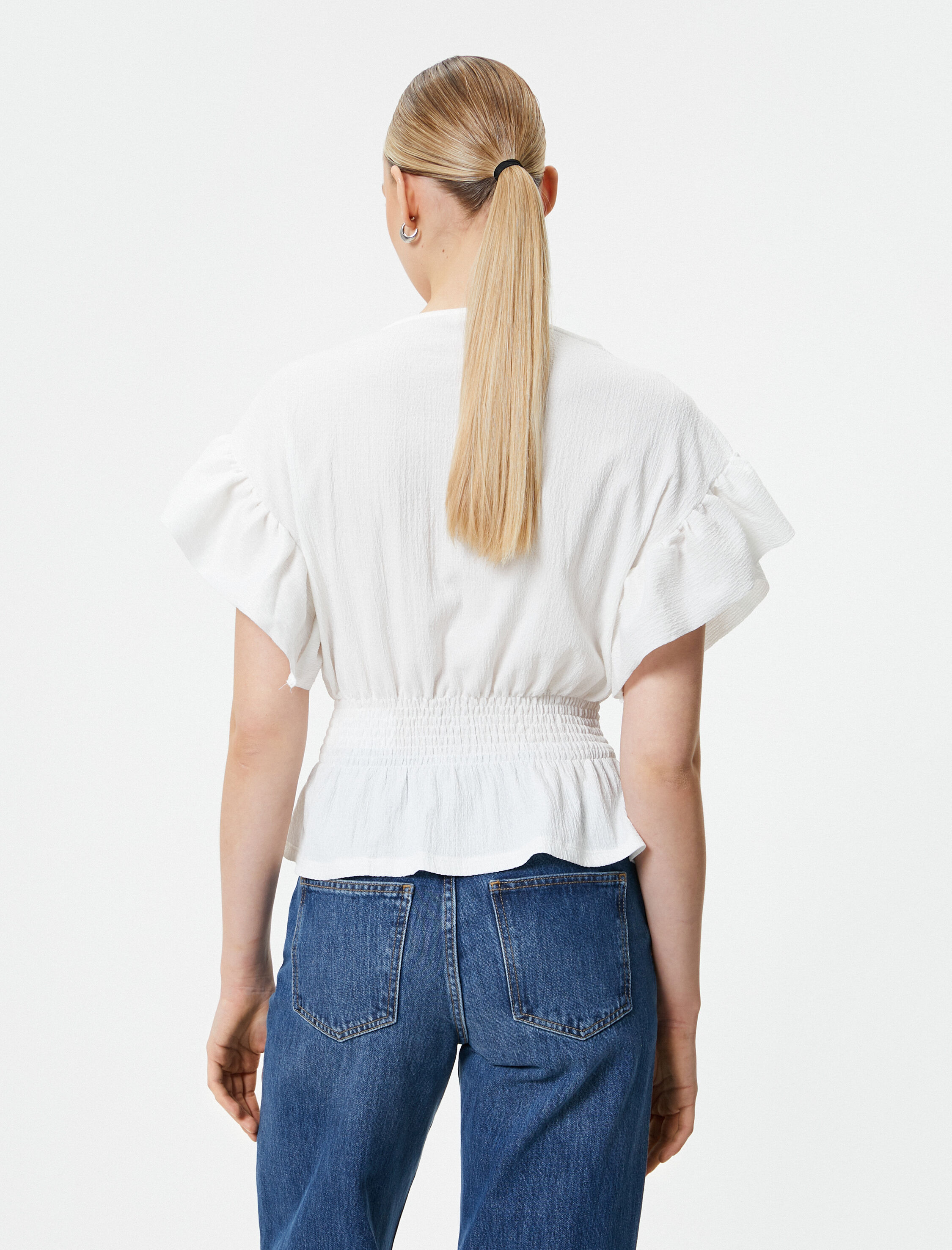   Kısa Kollu Bluz Gipeli Fırfırlı