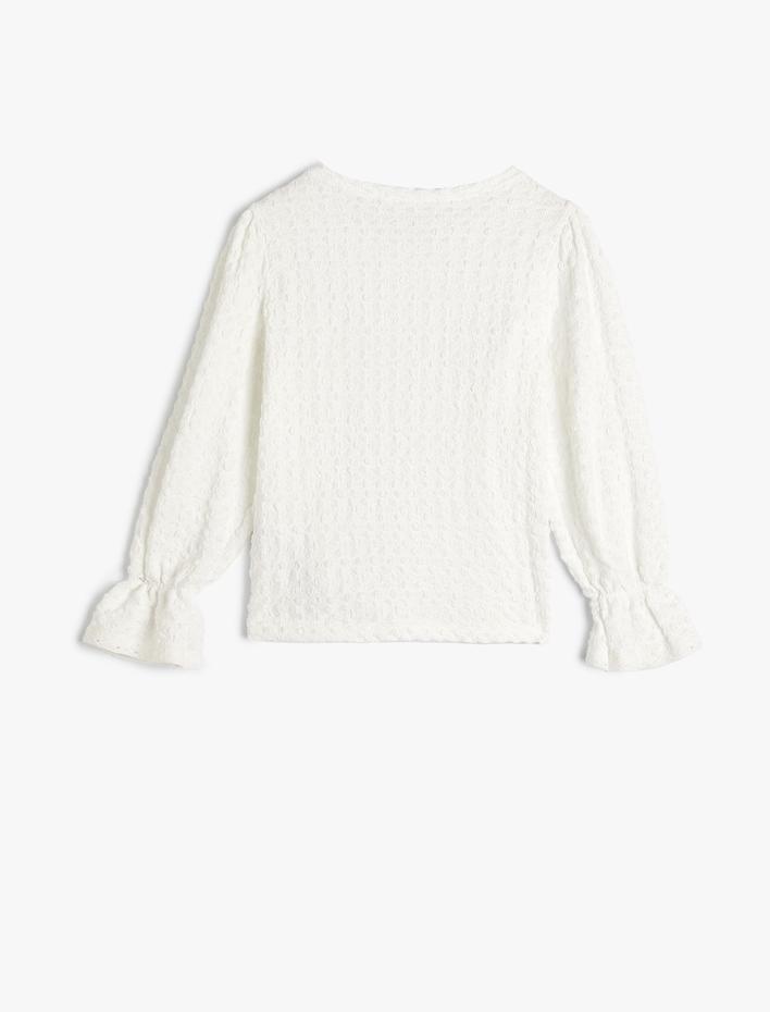 Kız Çocuk Tişört Uzun Kollu Yuvarlak Yaka Manşetleri Lastikli