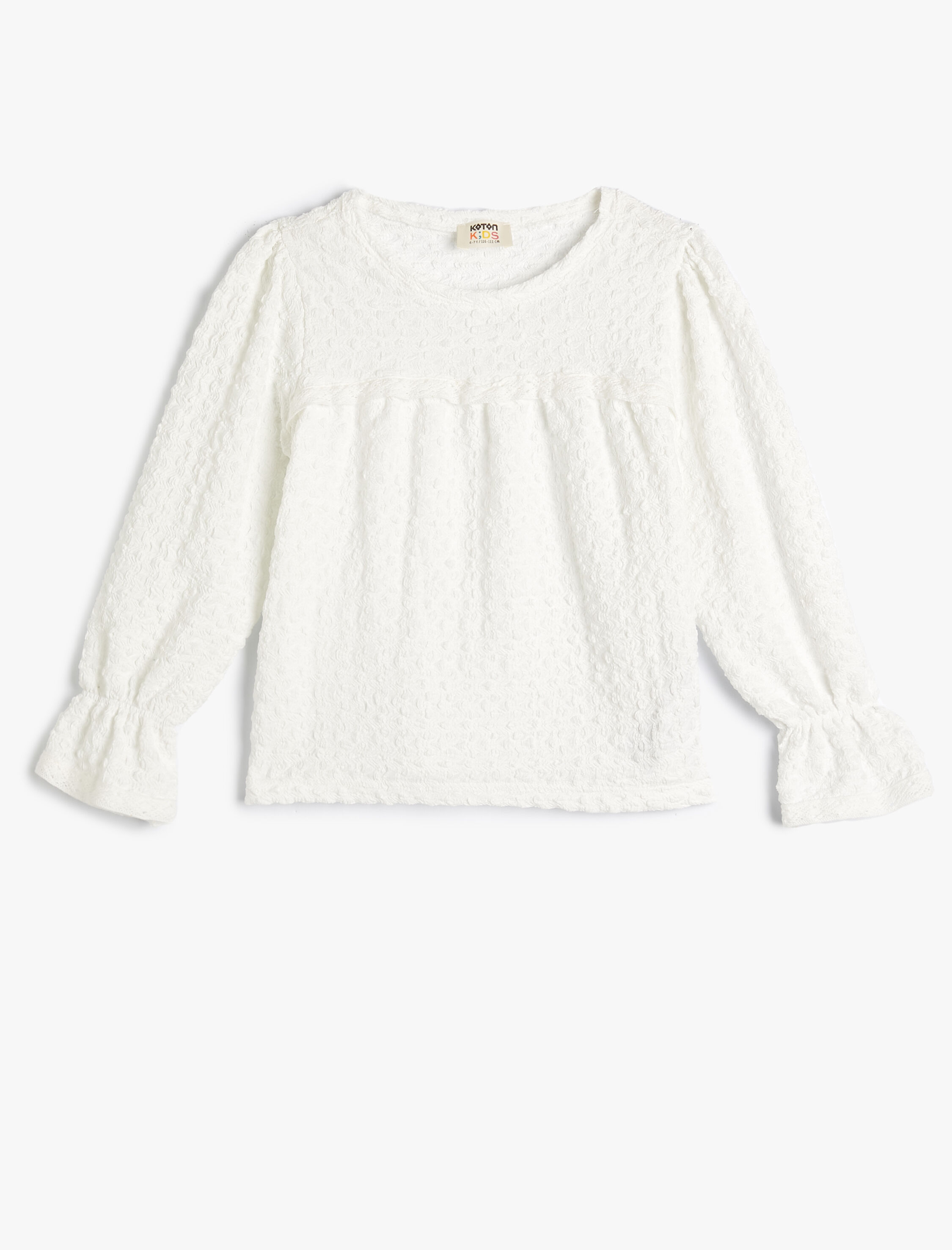  Kız Çocuk Tişört Uzun Kollu Yuvarlak Yaka Manşetleri Lastikli