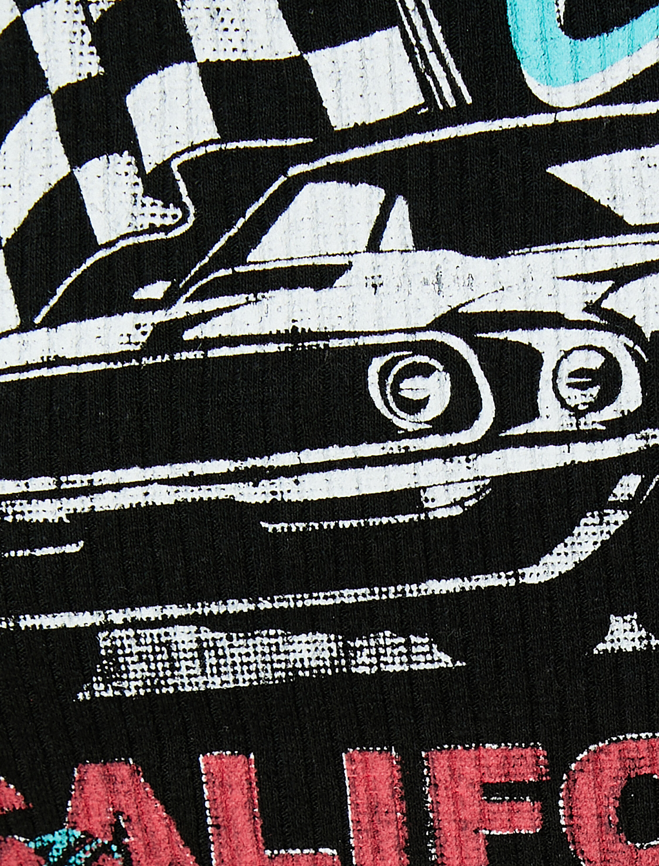   Crop Tişört Zincir Detaylı Baskılı Kısa Kollu Bisiklet Yaka