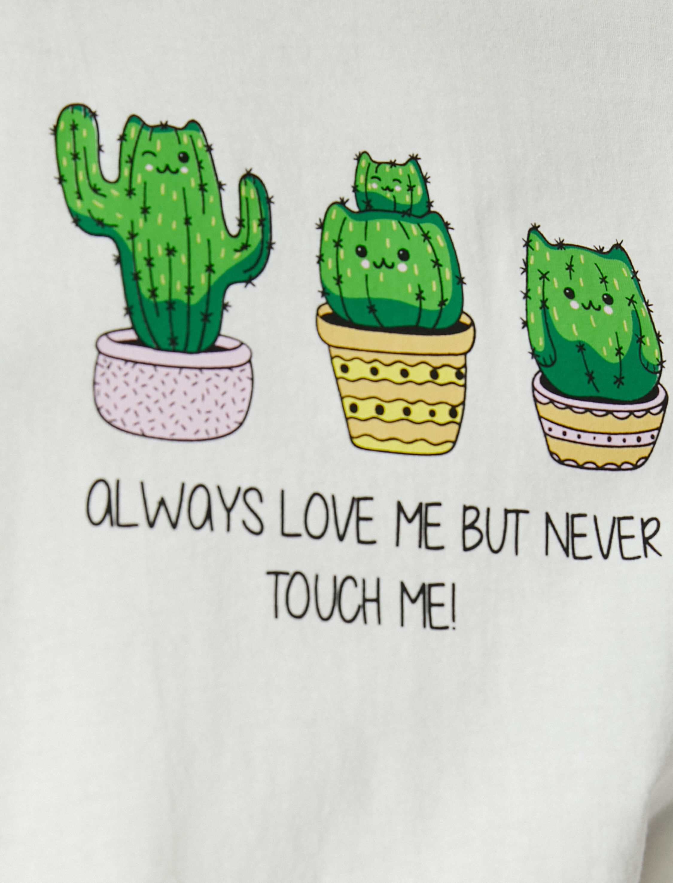   Kaktüs Baskılı Tişört Rahat Kalıp Kısa Kollu Baskılı Pamuklu