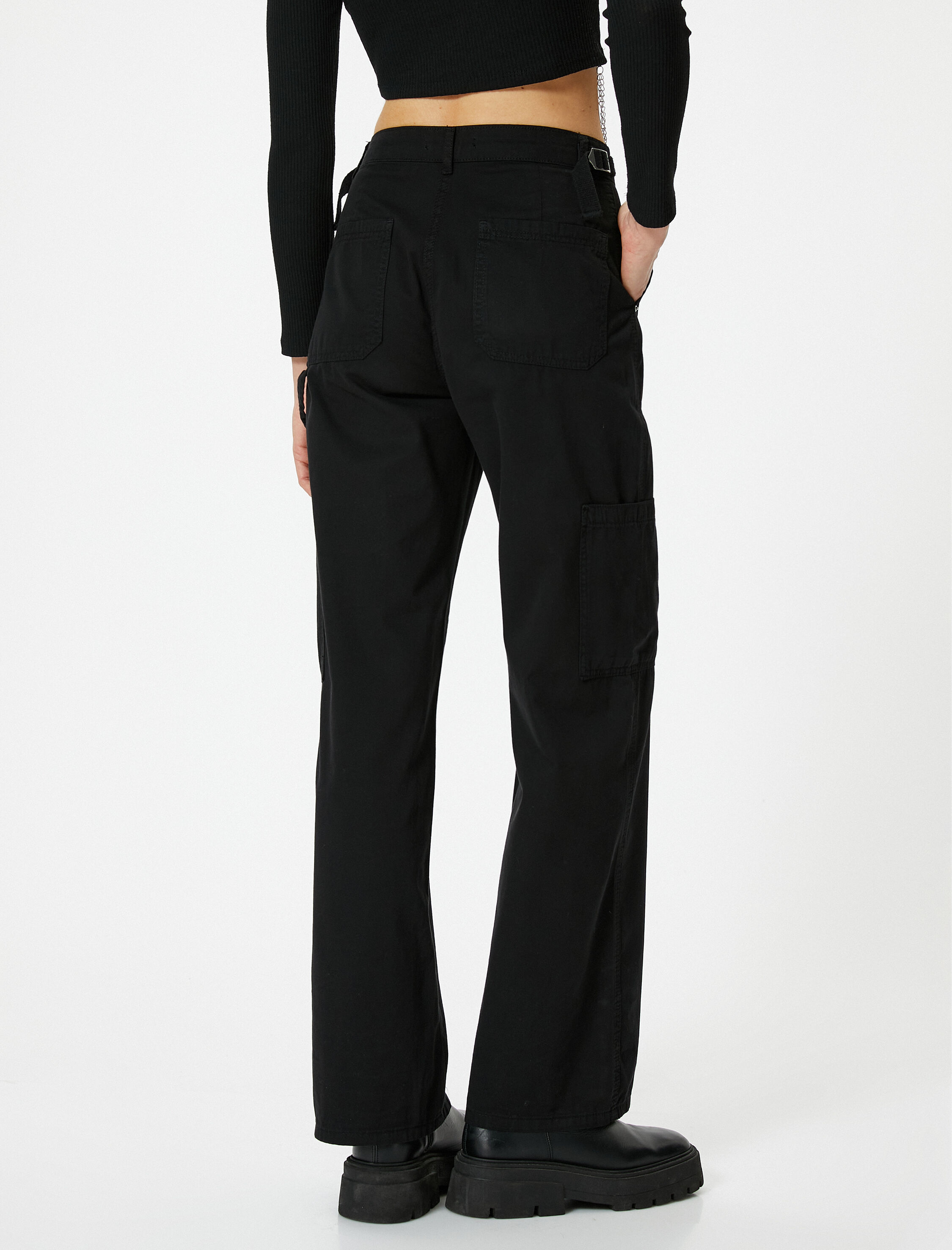   Bol Paça Pantolon Yüksek Bel Cep Detaylı