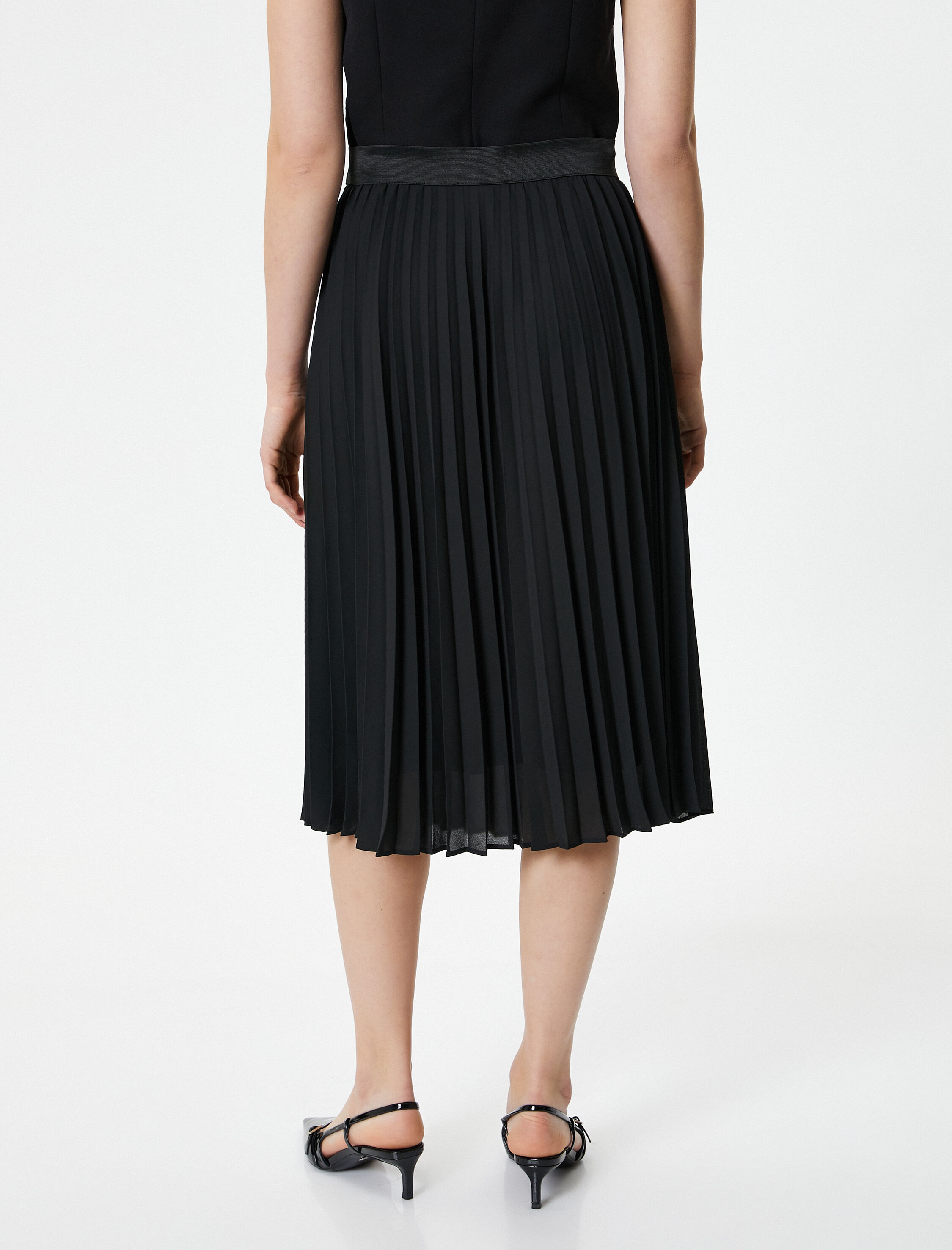   Midi Pileli Etek Normal Bel