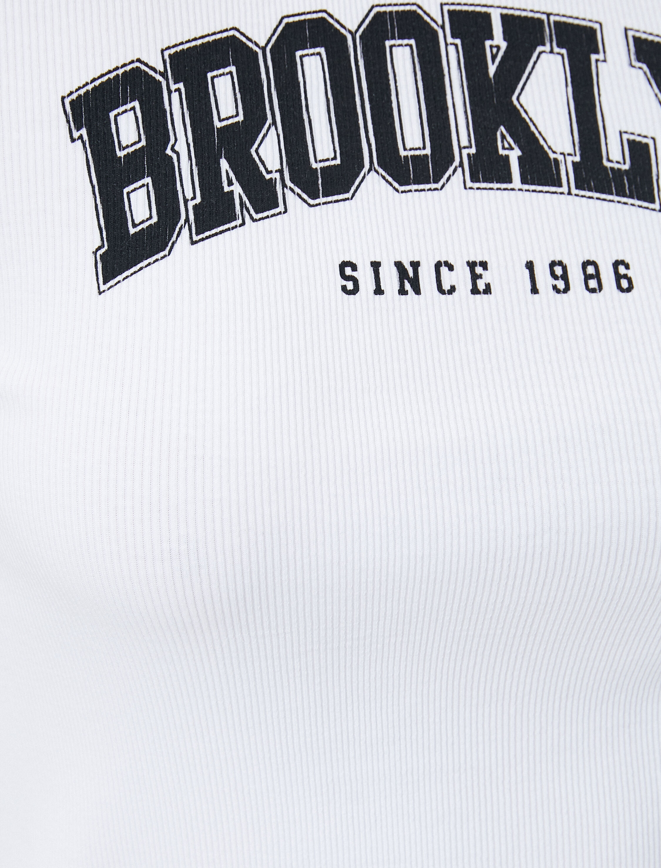  Brooklyn Baskılı Tişört Slim Fit Kısa Kollu Bisiklet Yaka Pamuklu