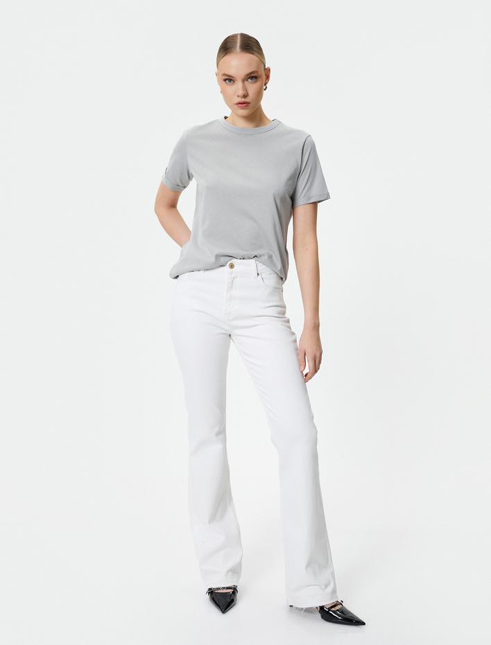  Basic Tişört Bisiklet Yaka Kısa Kollu Pamuklu