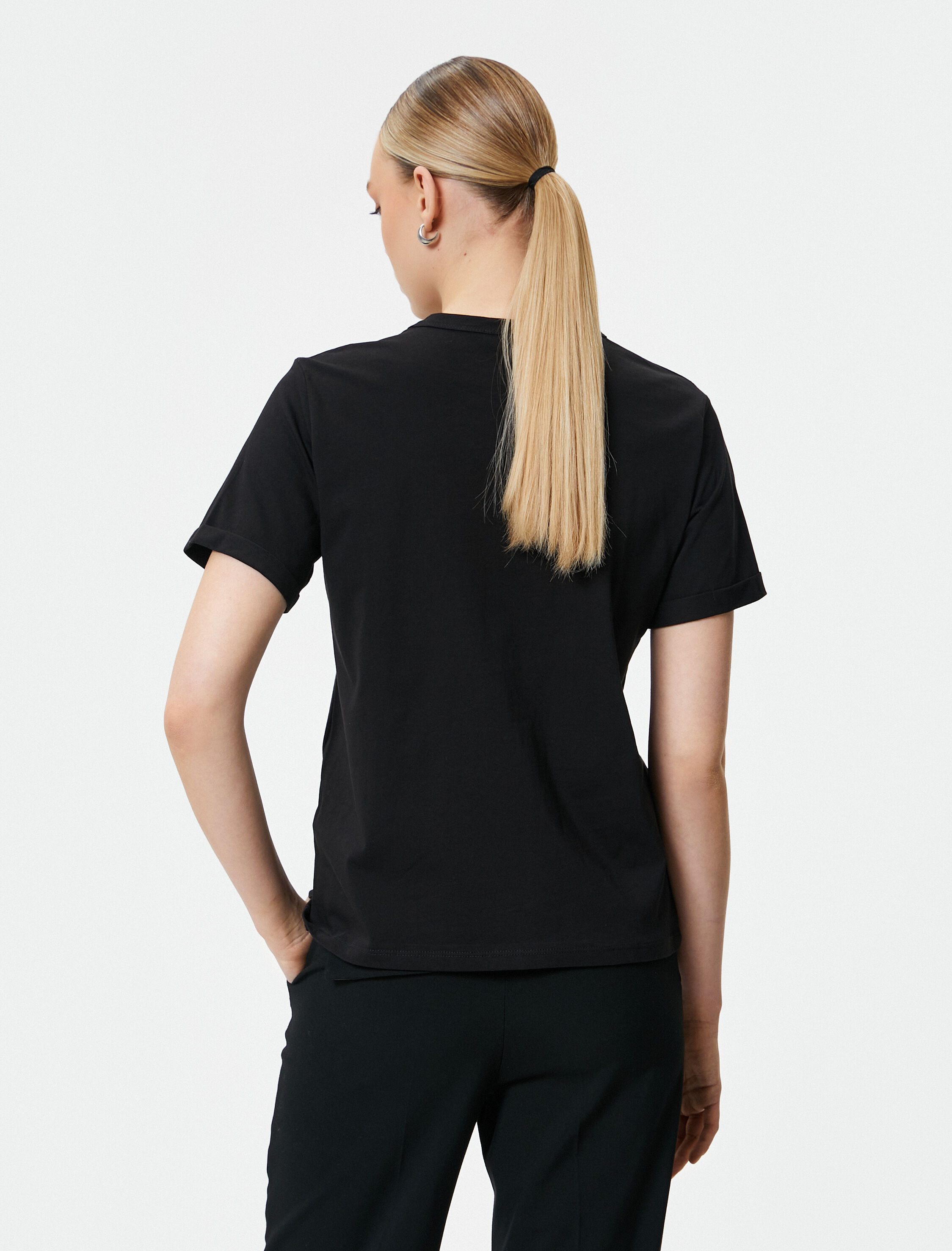   Basic Tişört Bisiklet Yaka Kısa Kollu Pamuklu