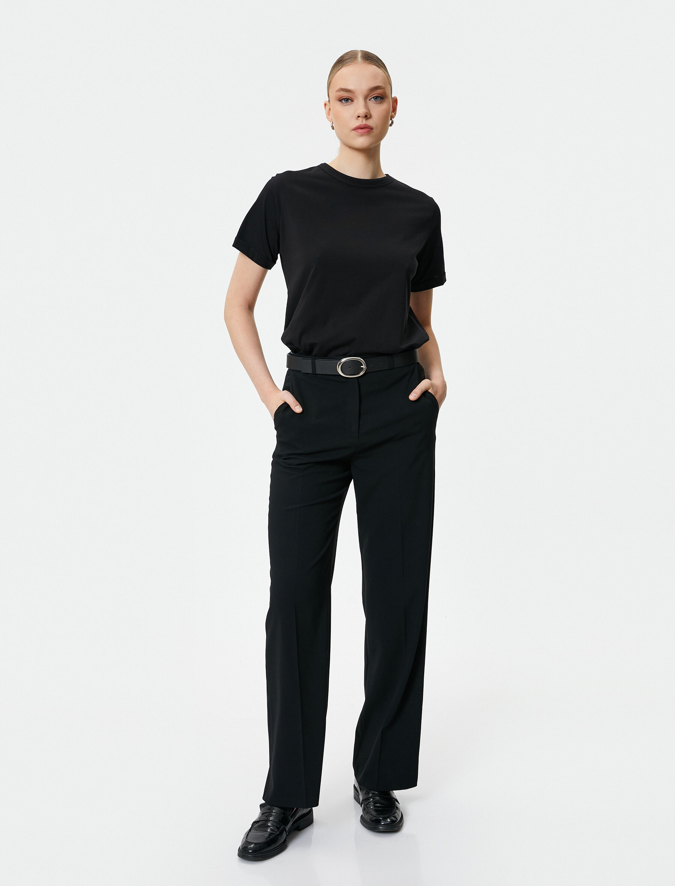   Basic Tişört Bisiklet Yaka Kısa Kollu Pamuklu