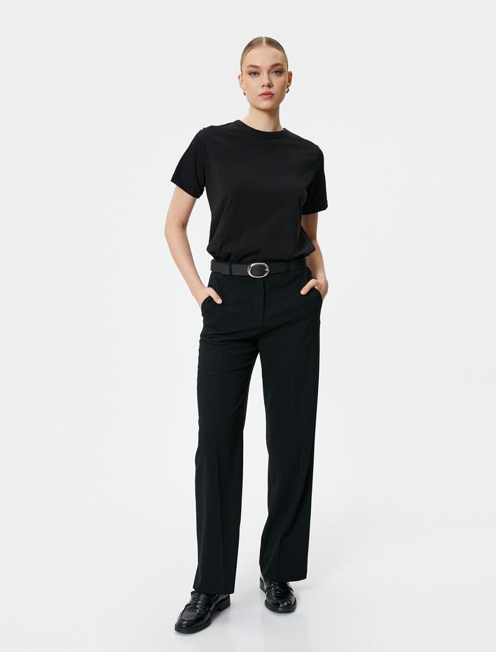  Basic Tişört Bisiklet Yaka Kısa Kollu Pamuklu