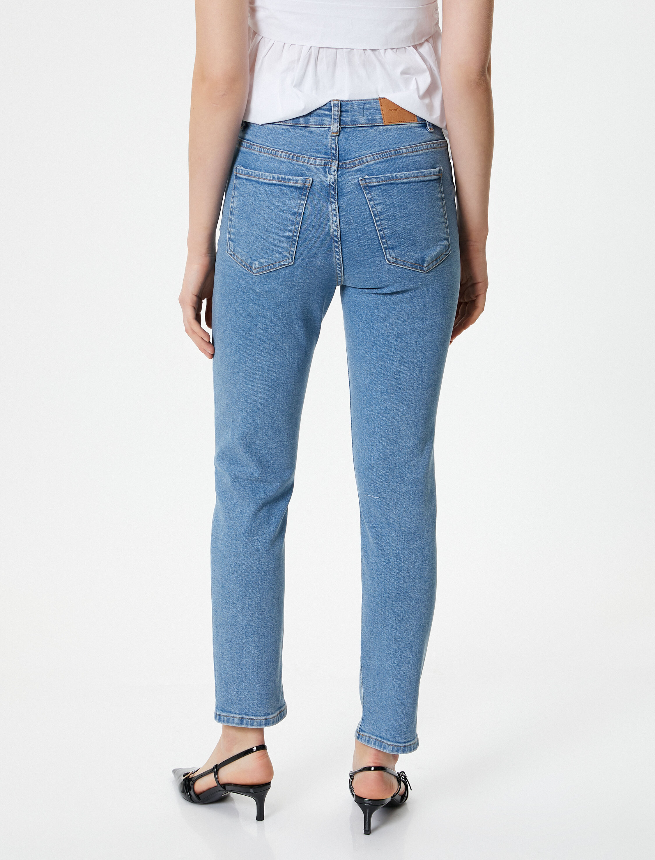   Slim Fit Kot Pantolon Esnek Standart Bel - Eve Slim Jeans